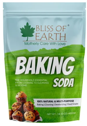 Bliss of Earth Baking Soda For Food & Cleaning Purpose, 400gm, Pure Sodium Bicarbonate for Baking, Cleaning, and Deodorizing, Food Grade, Non-GMO, Eco-Friendly