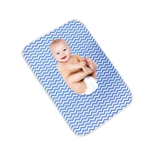 Blue Chevron Diaper Mat - 20 IN X 30 IN