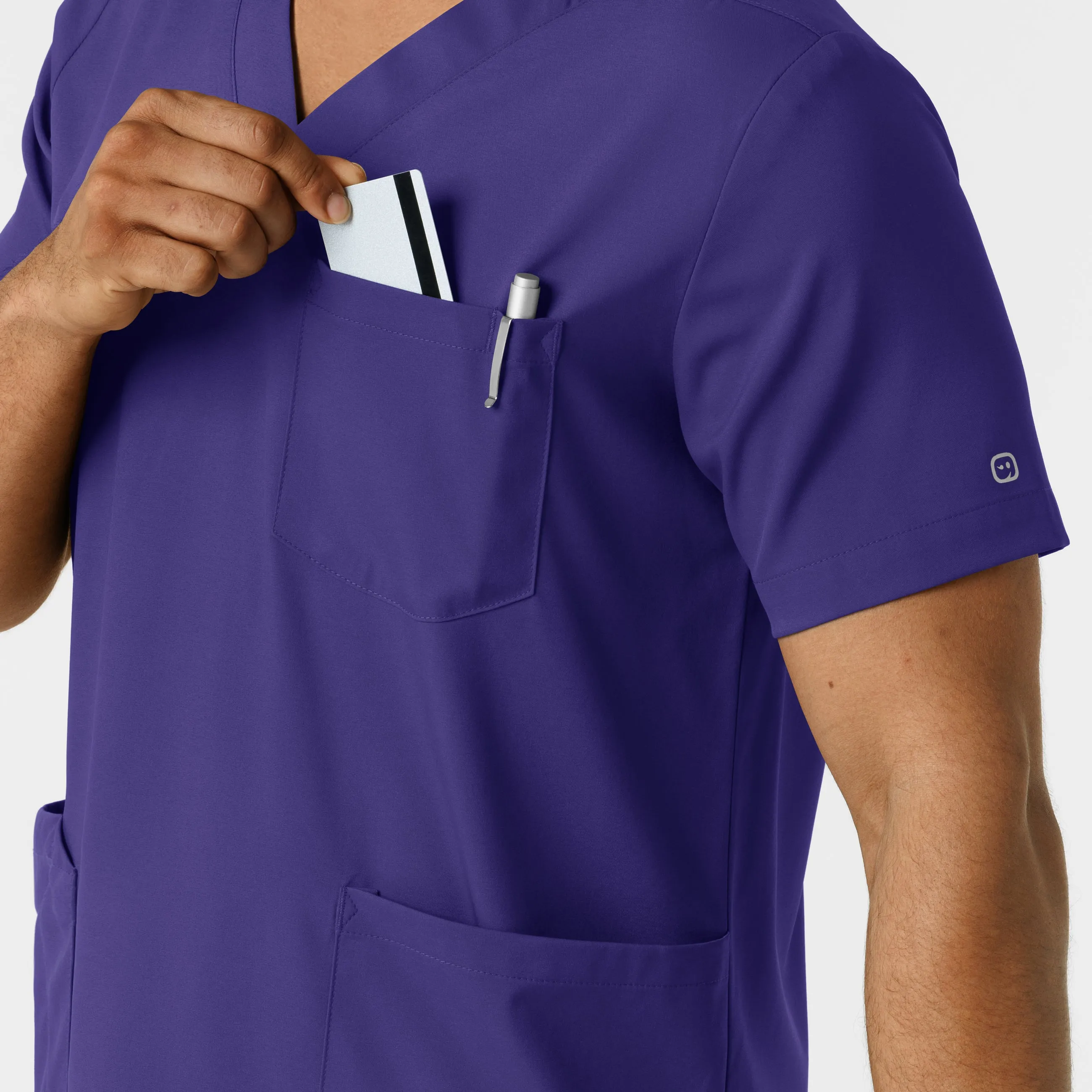 Boundless 6351 Men's Multi Pocket V-Neck Scrub Top Grape