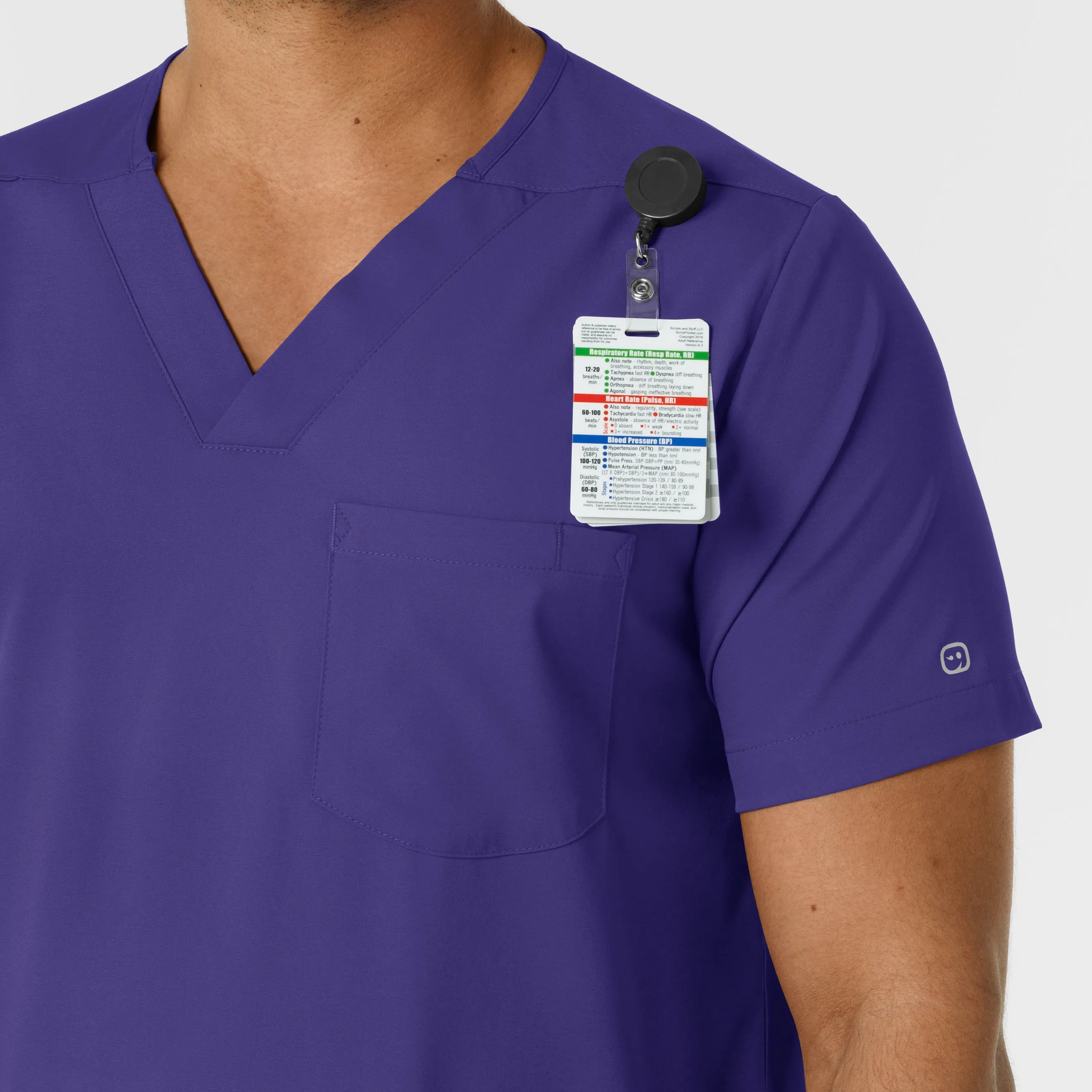 Boundless 6351 Men's Multi Pocket V-Neck Scrub Top Grape