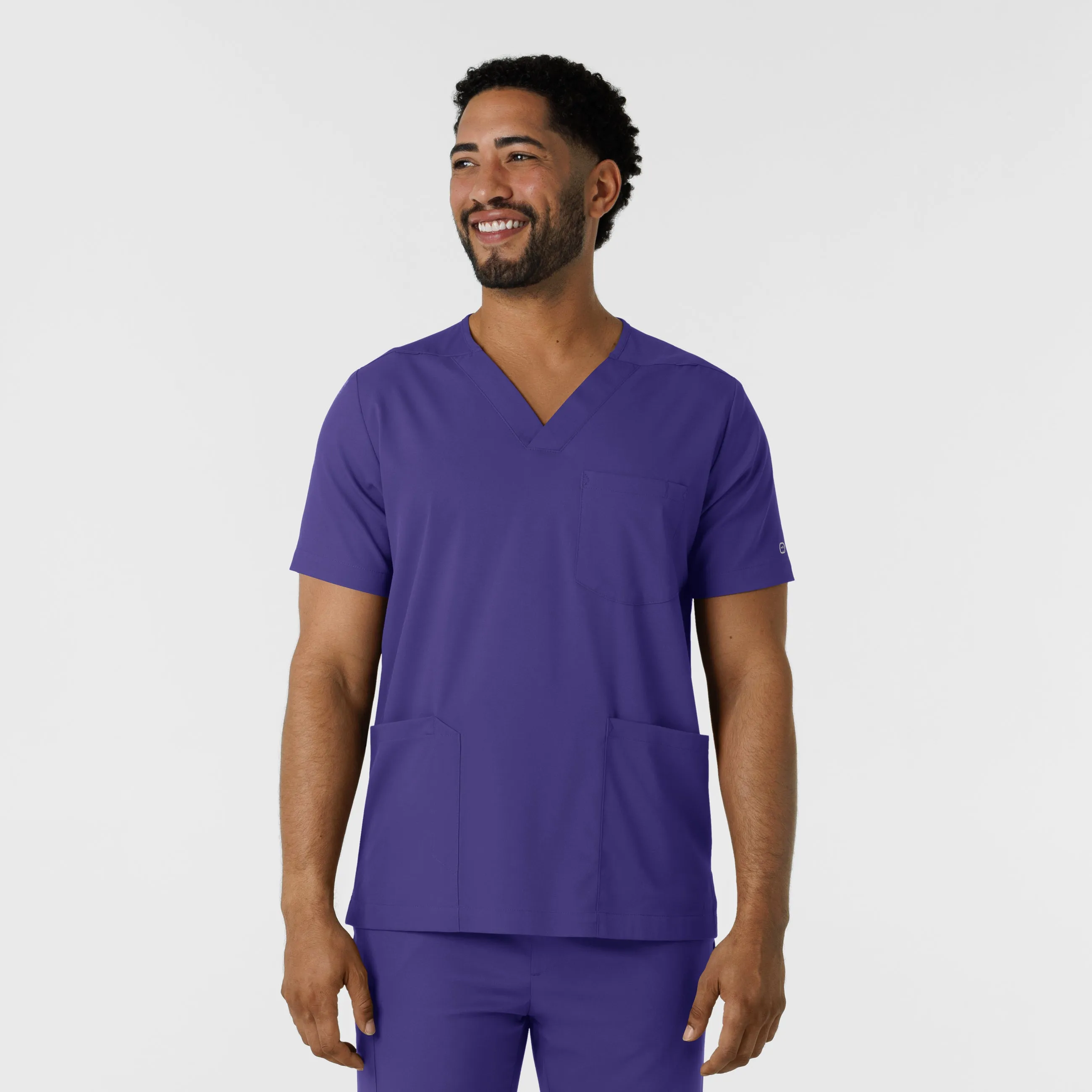 Boundless 6351 Men's Multi Pocket V-Neck Scrub Top Grape