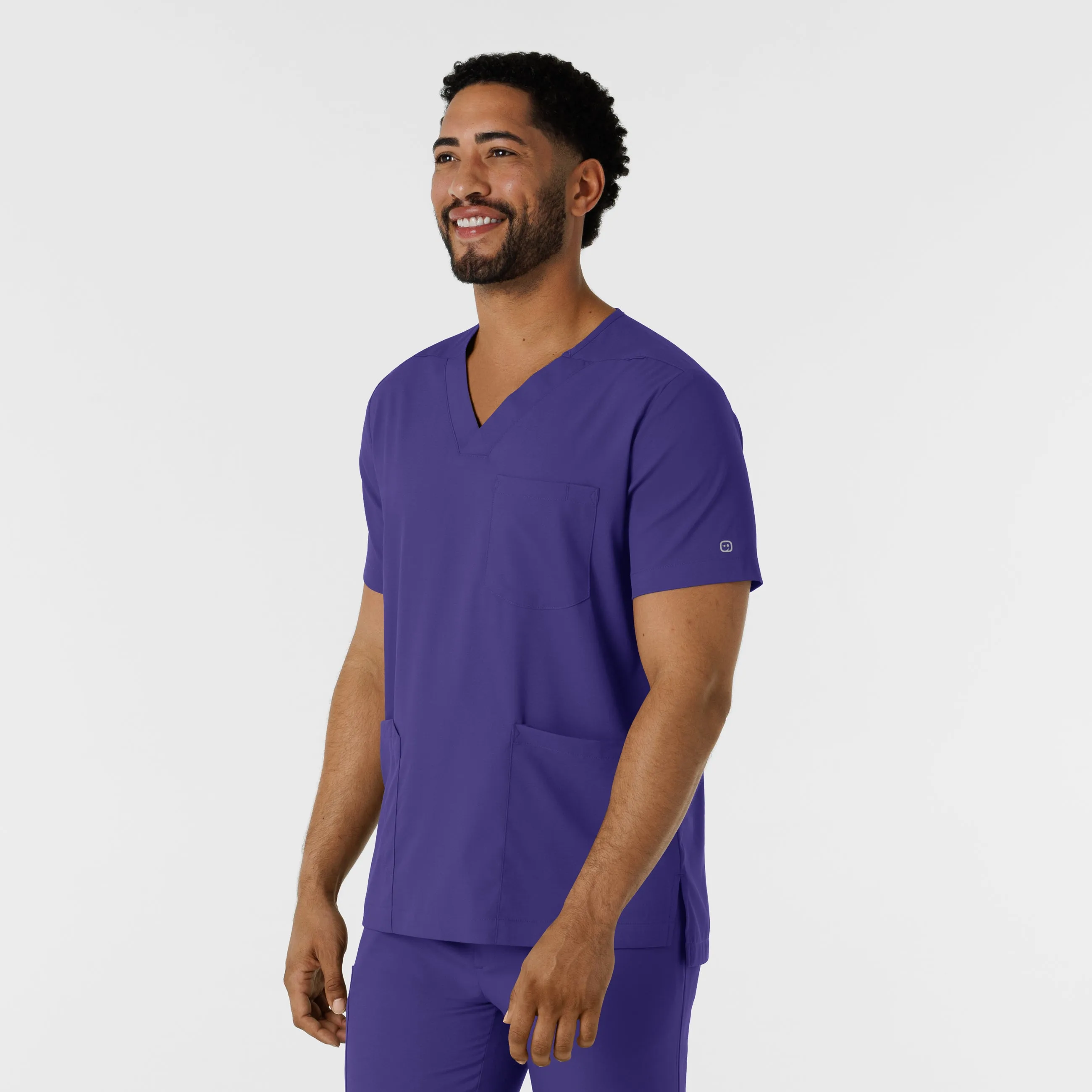 Boundless 6351 Men's Multi Pocket V-Neck Scrub Top Grape
