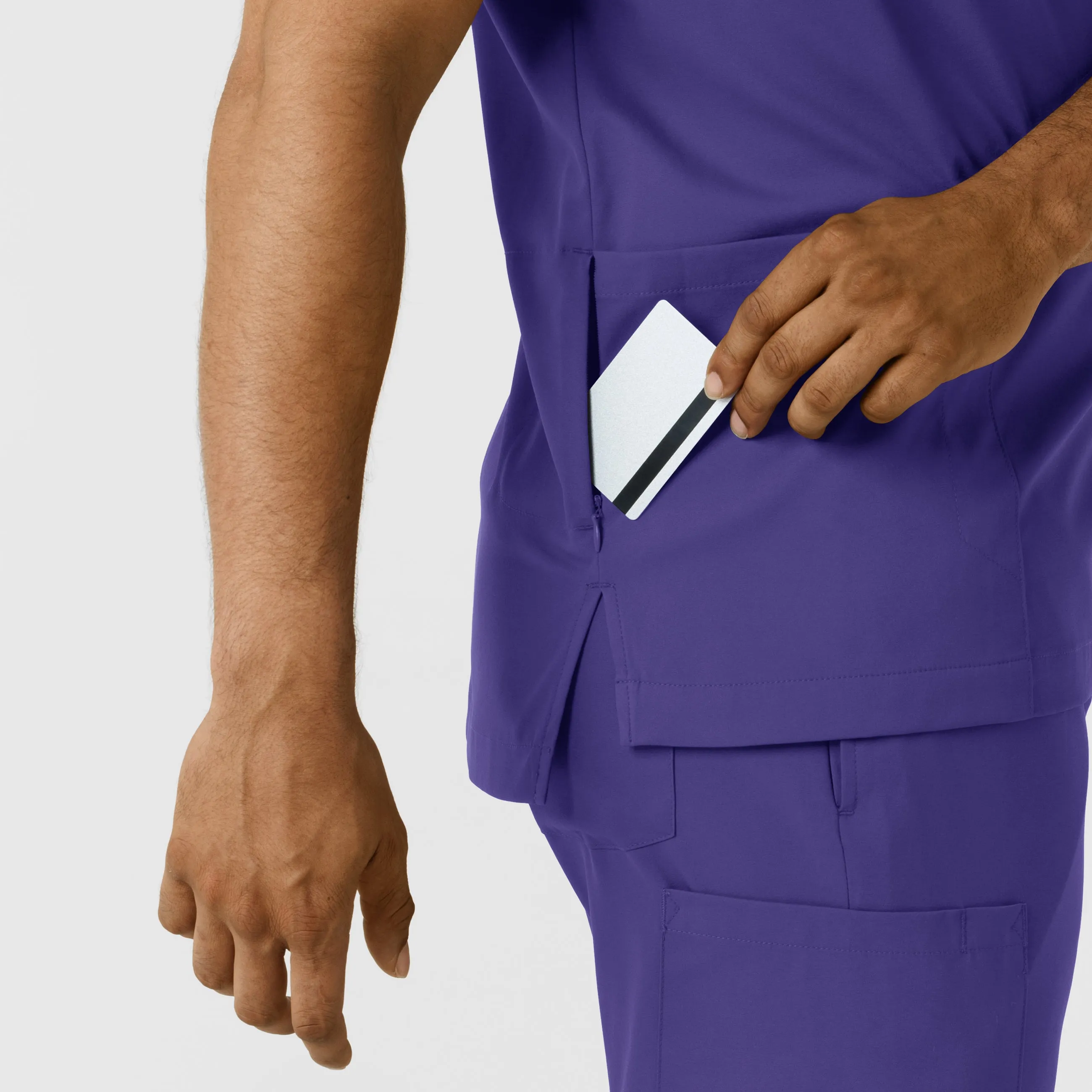 Boundless 6351 Men's Multi Pocket V-Neck Scrub Top Grape