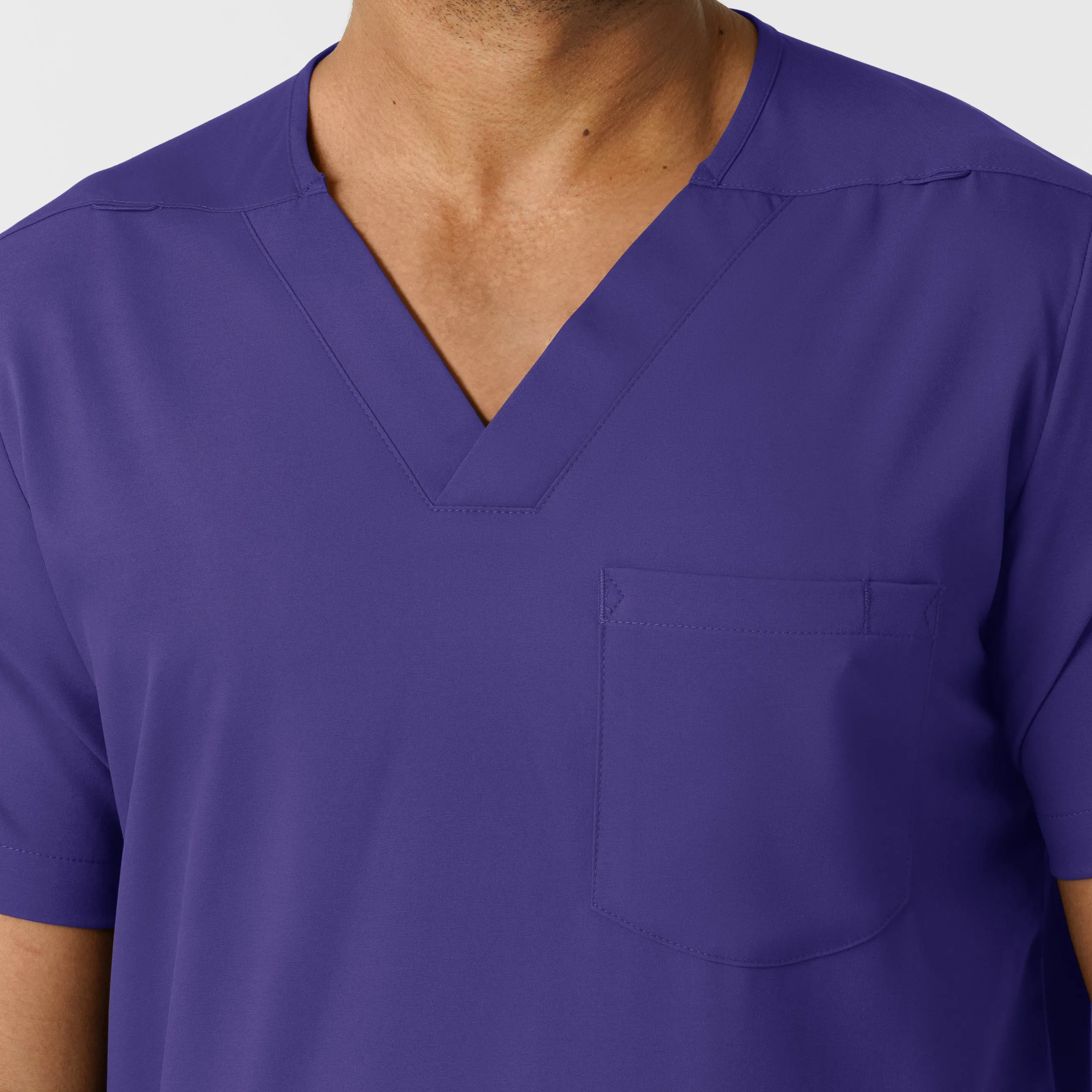 Boundless 6351 Men's Multi Pocket V-Neck Scrub Top Grape