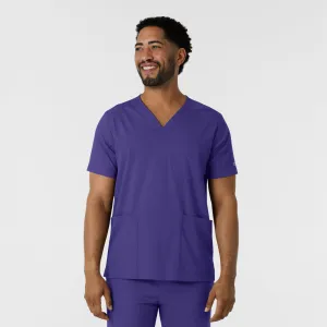 Boundless 6351 Men's Multi Pocket V-Neck Scrub Top Grape