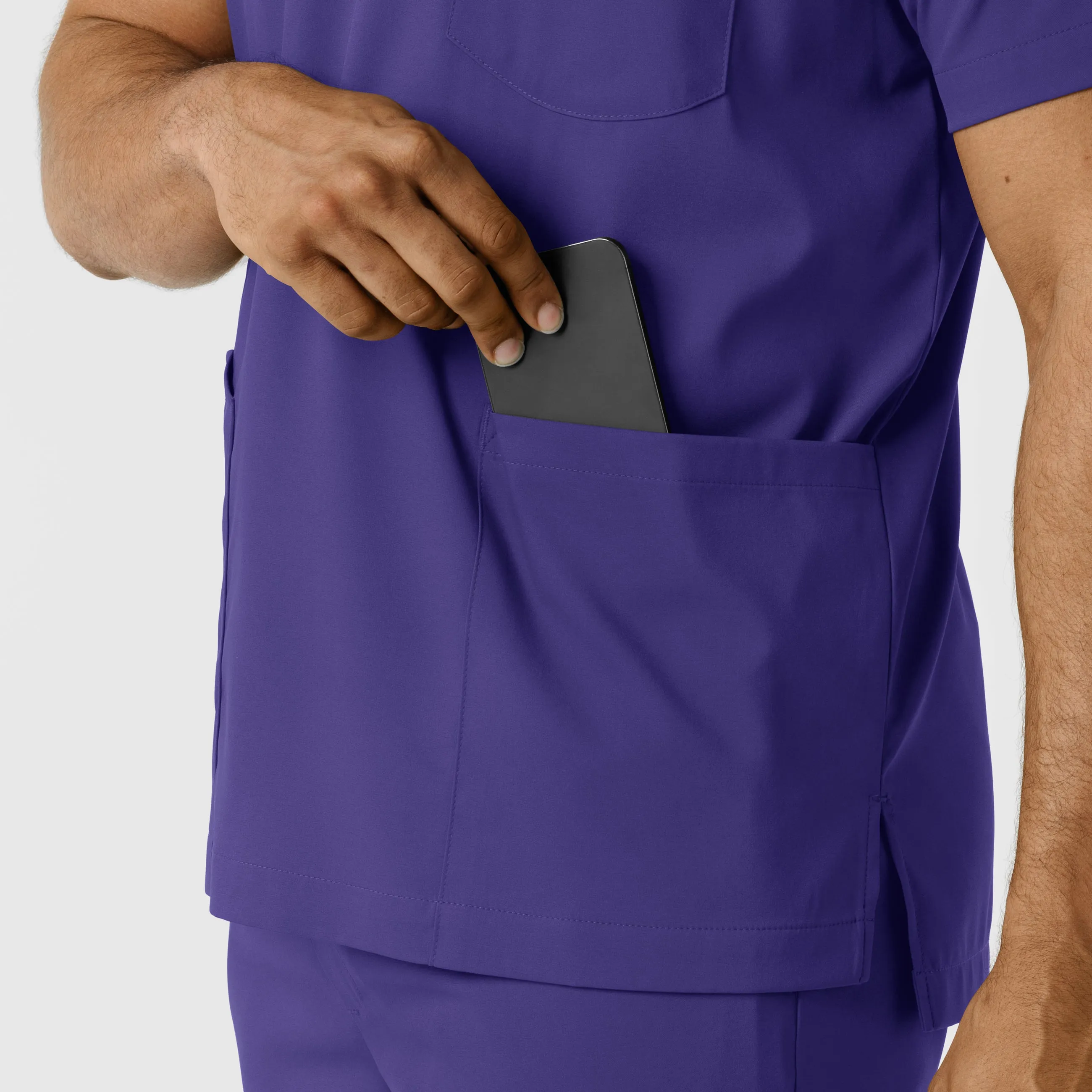 Boundless 6351 Men's Multi Pocket V-Neck Scrub Top Grape