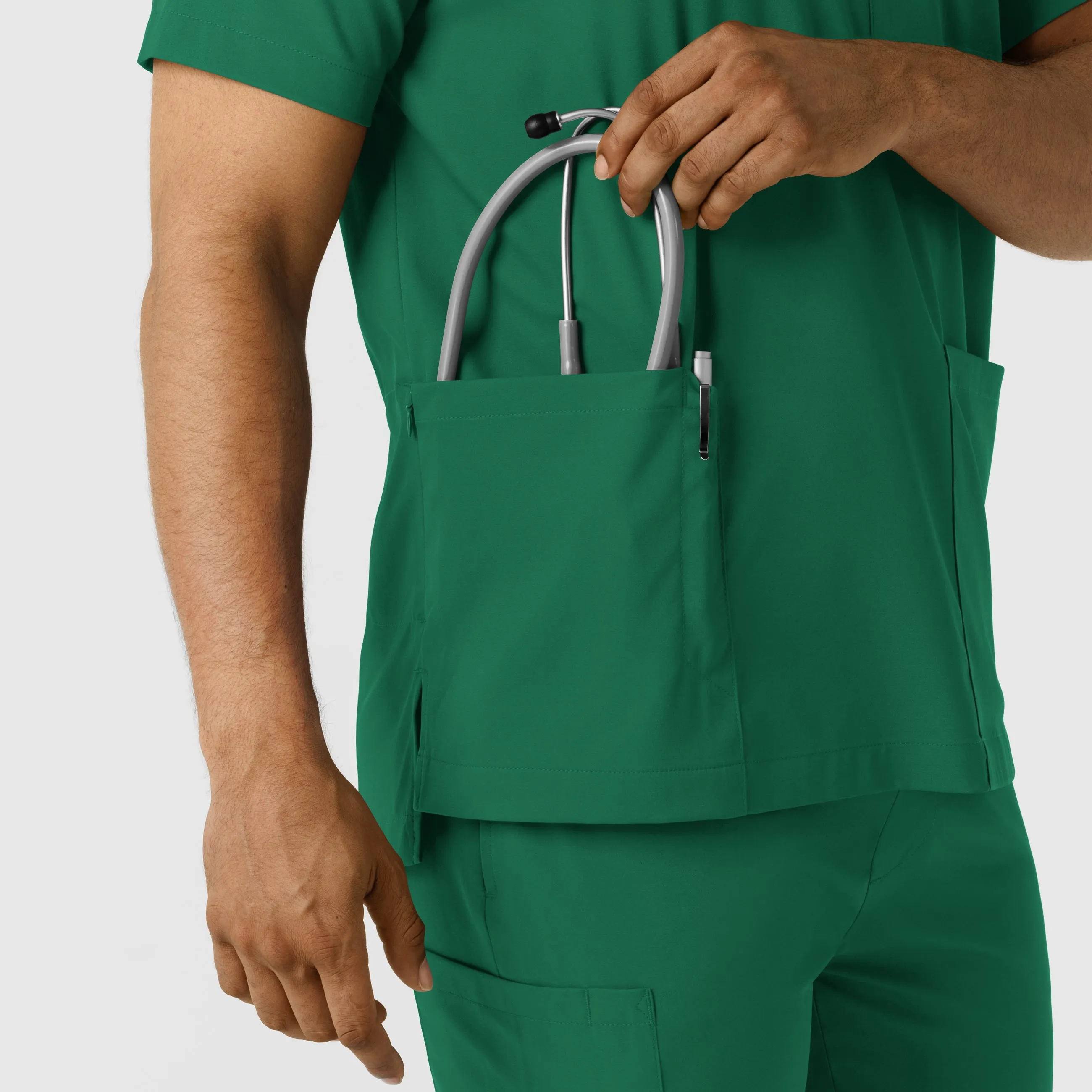 Boundless 6351 Men's Multi Pocket V-Neck Scrub Top Hunter