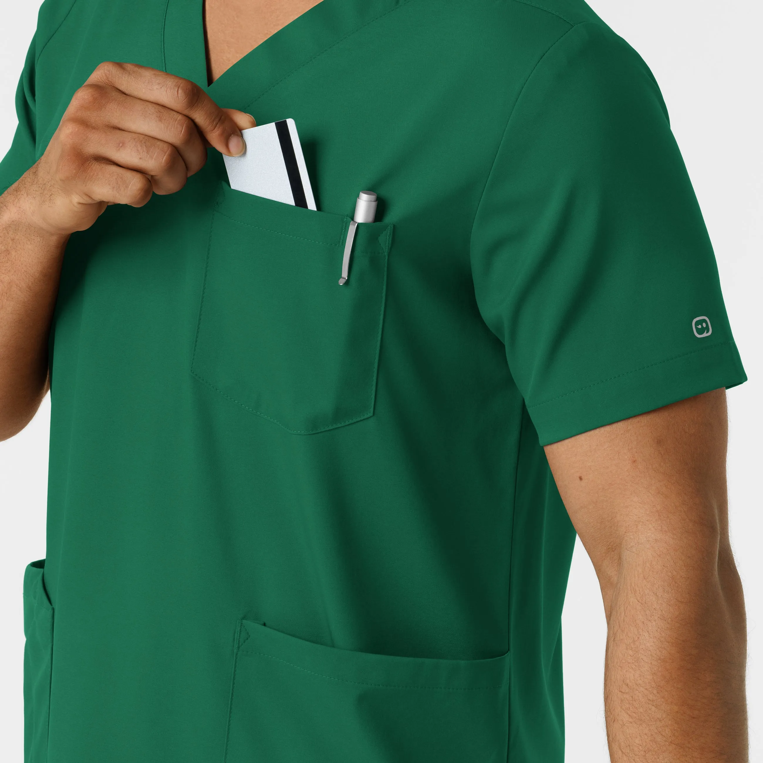 Boundless 6351 Men's Multi Pocket V-Neck Scrub Top Hunter