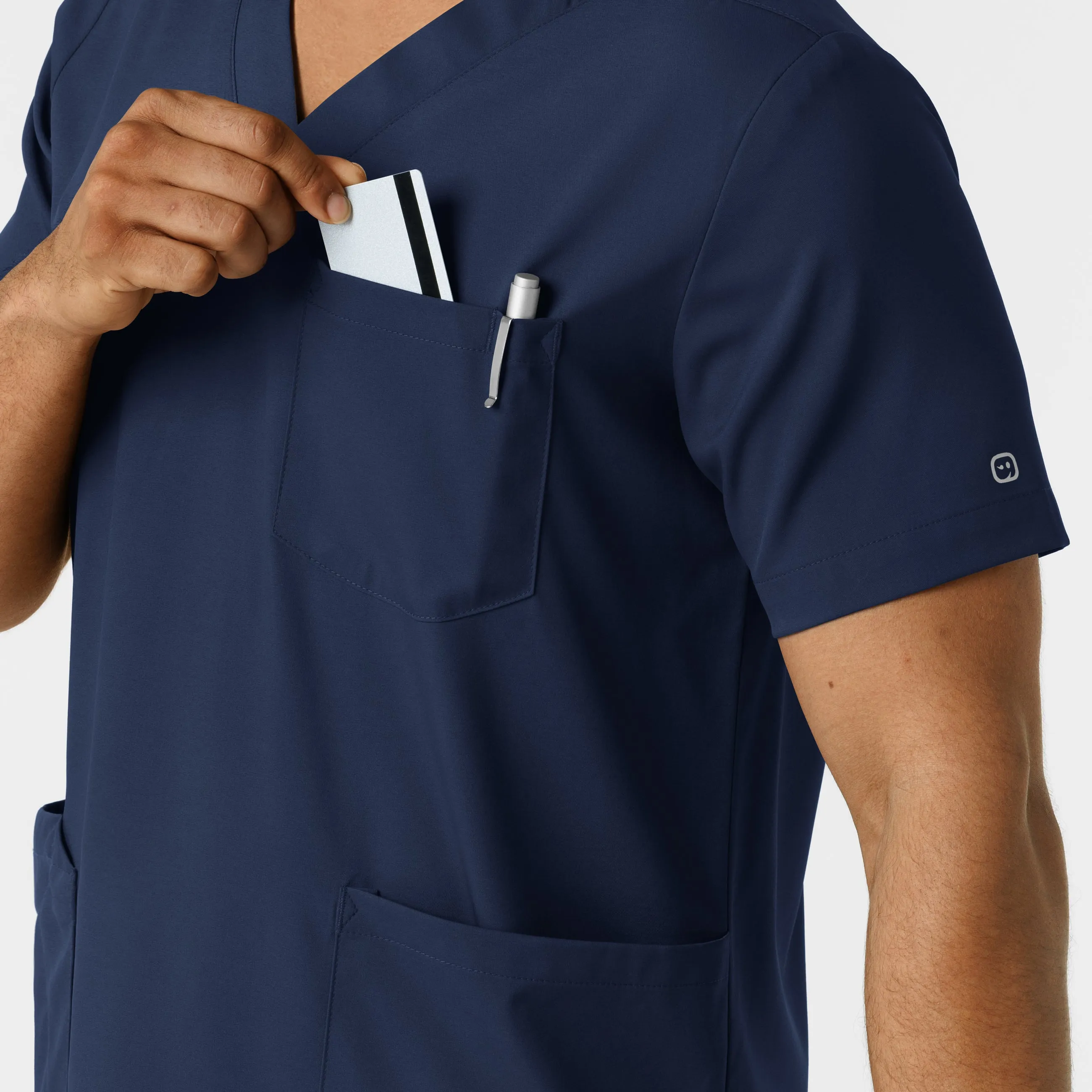 Boundless 6351 Men's Multi Pocket V-Neck Scrub Top Navy