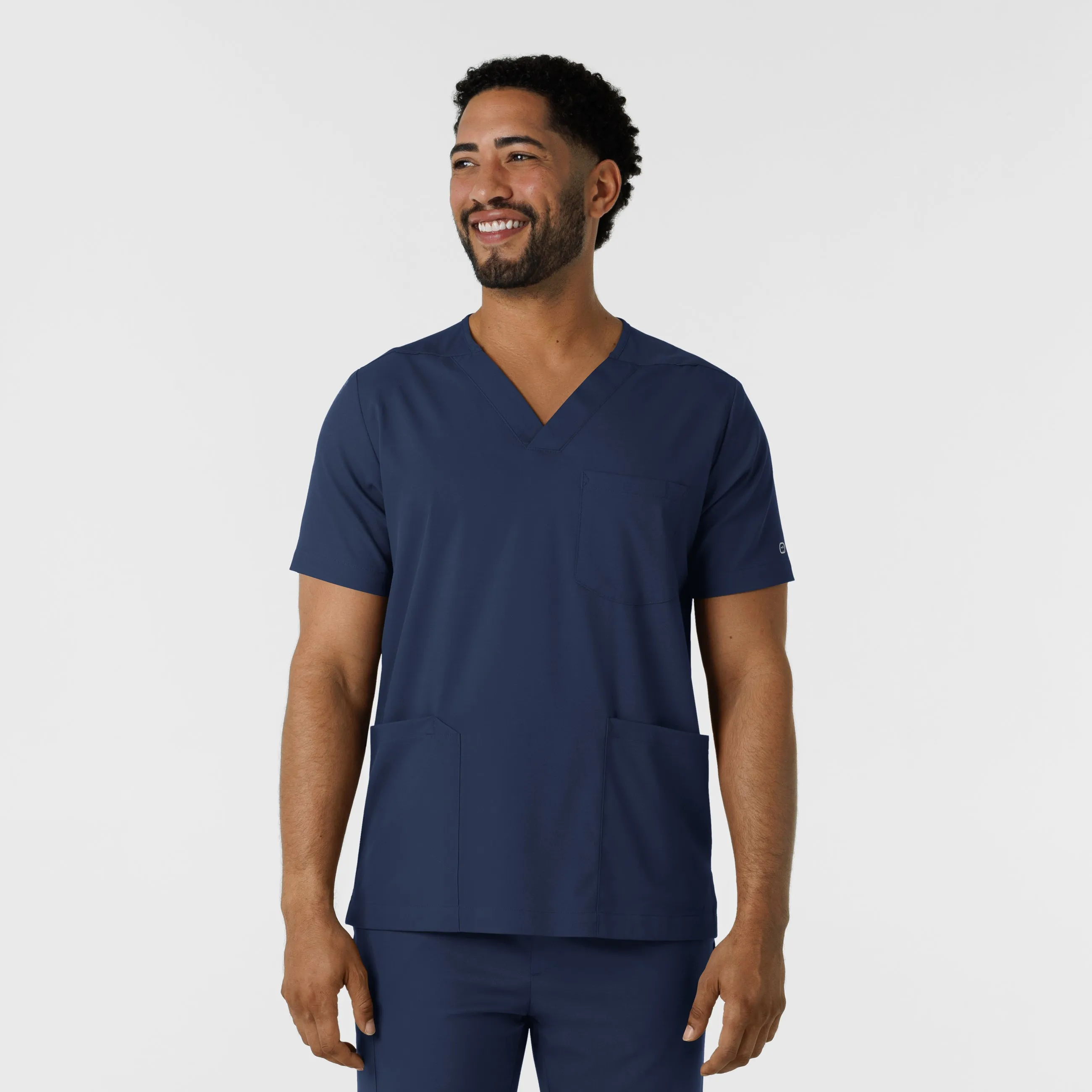 Boundless 6351 Men's Multi Pocket V-Neck Scrub Top Navy