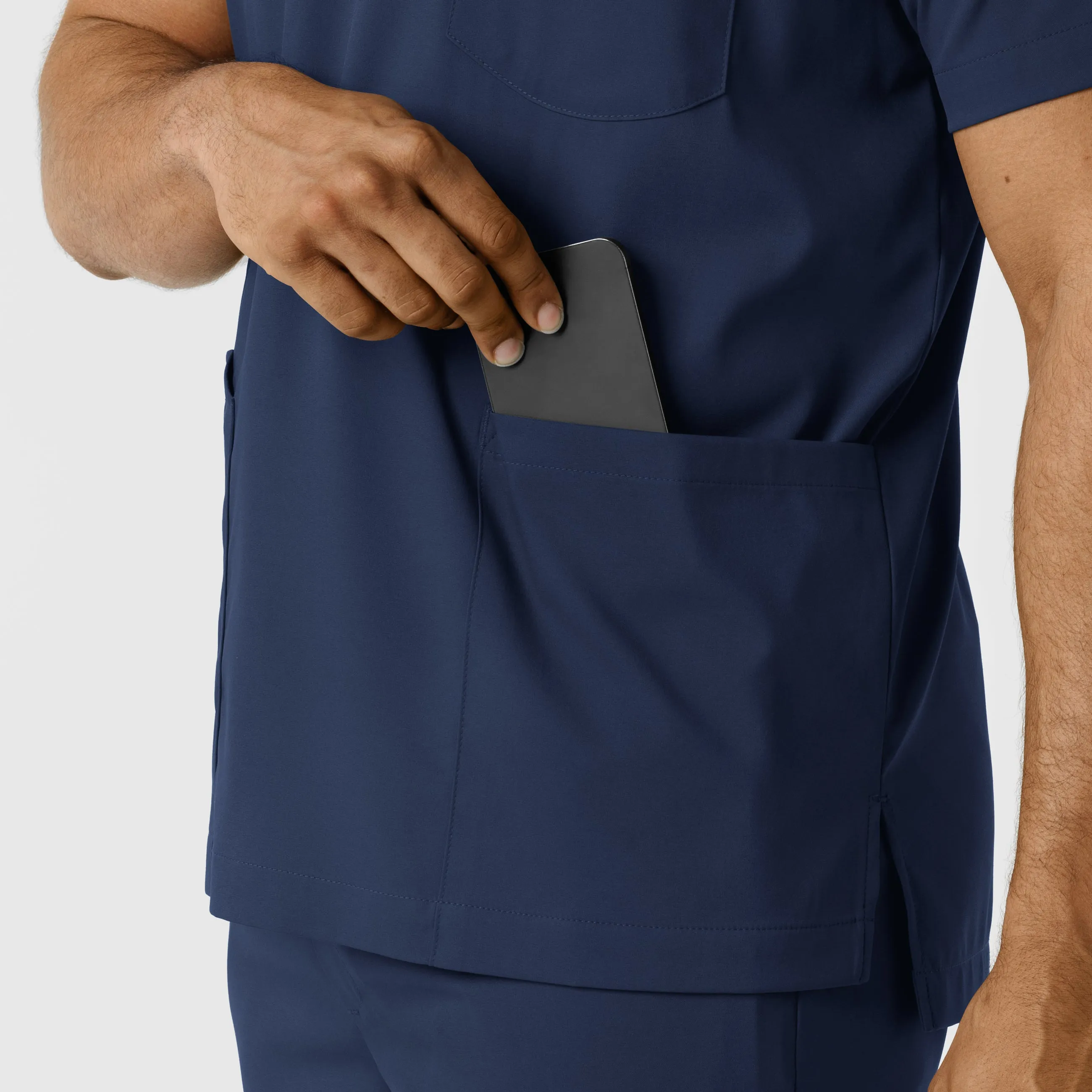 Boundless 6351 Men's Multi Pocket V-Neck Scrub Top Navy