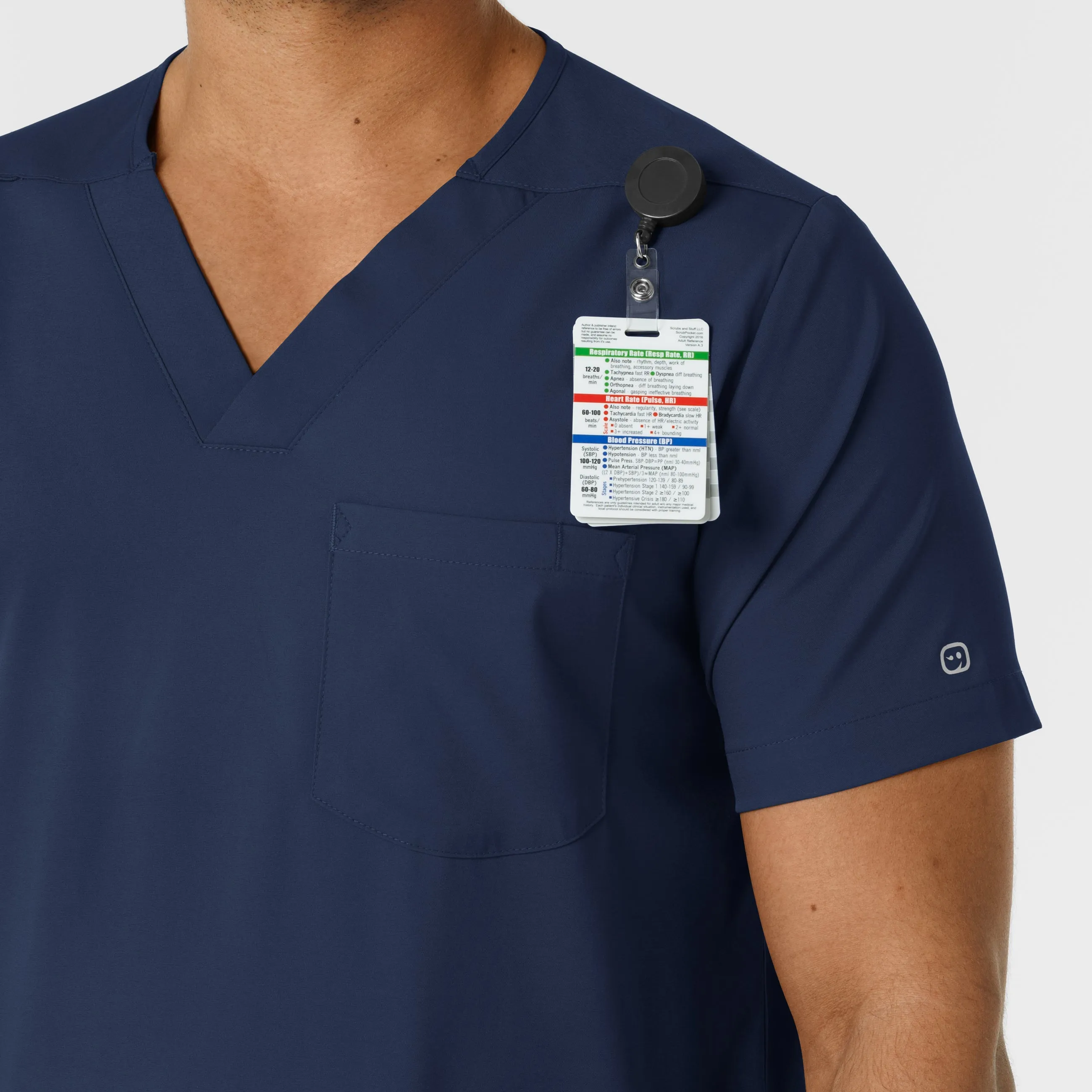 Boundless 6351 Men's Multi Pocket V-Neck Scrub Top Navy