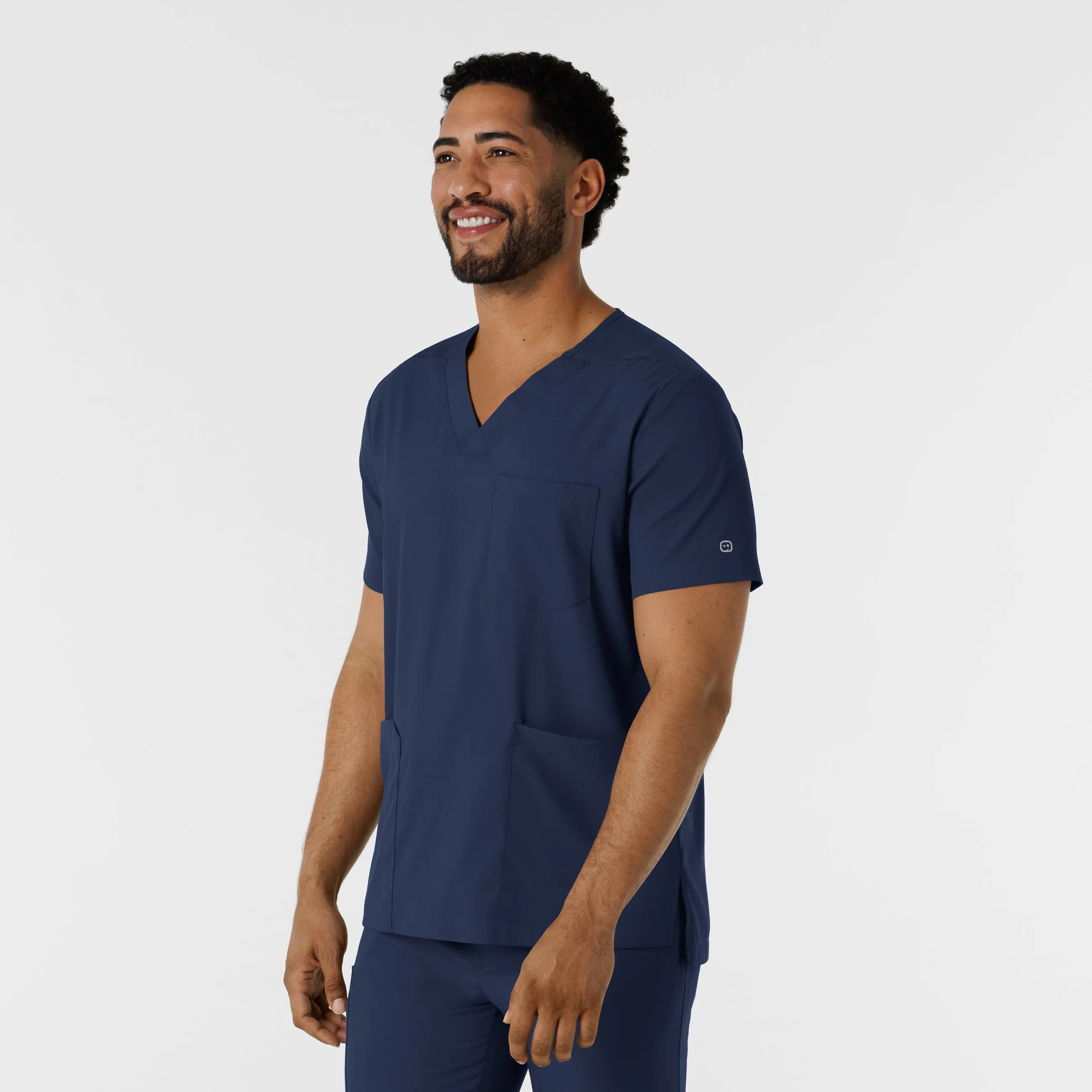 Boundless 6351 Men's Multi Pocket V-Neck Scrub Top Navy