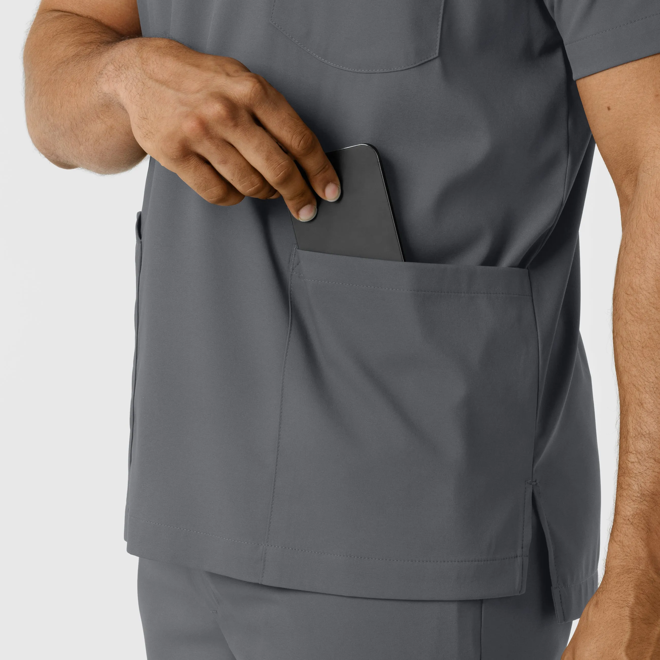 Boundless 6351 Men's Multi Pocket V-Neck Scrub Top Pewter