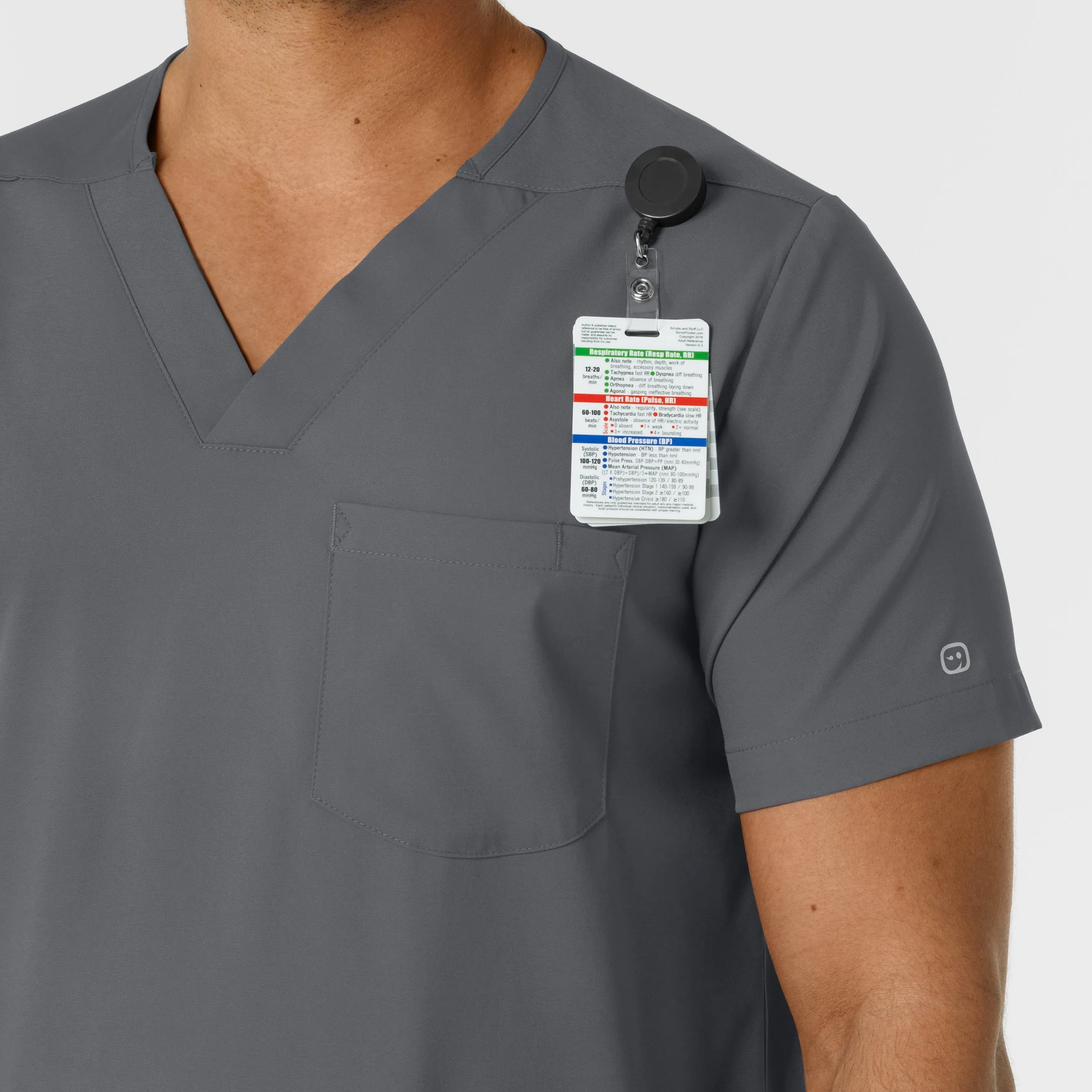 Boundless 6351 Men's Multi Pocket V-Neck Scrub Top Pewter