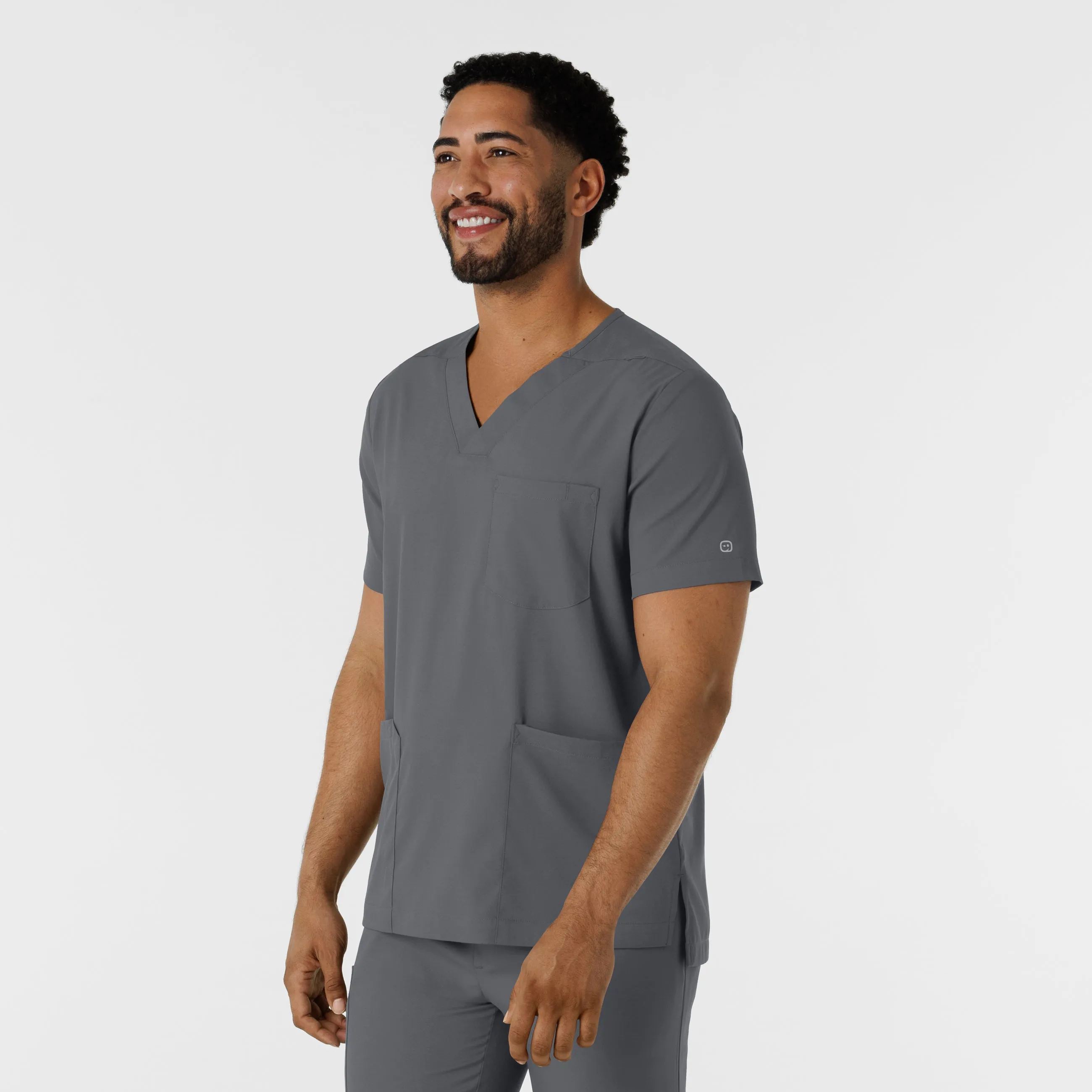 Boundless 6351 Men's Multi Pocket V-Neck Scrub Top Pewter