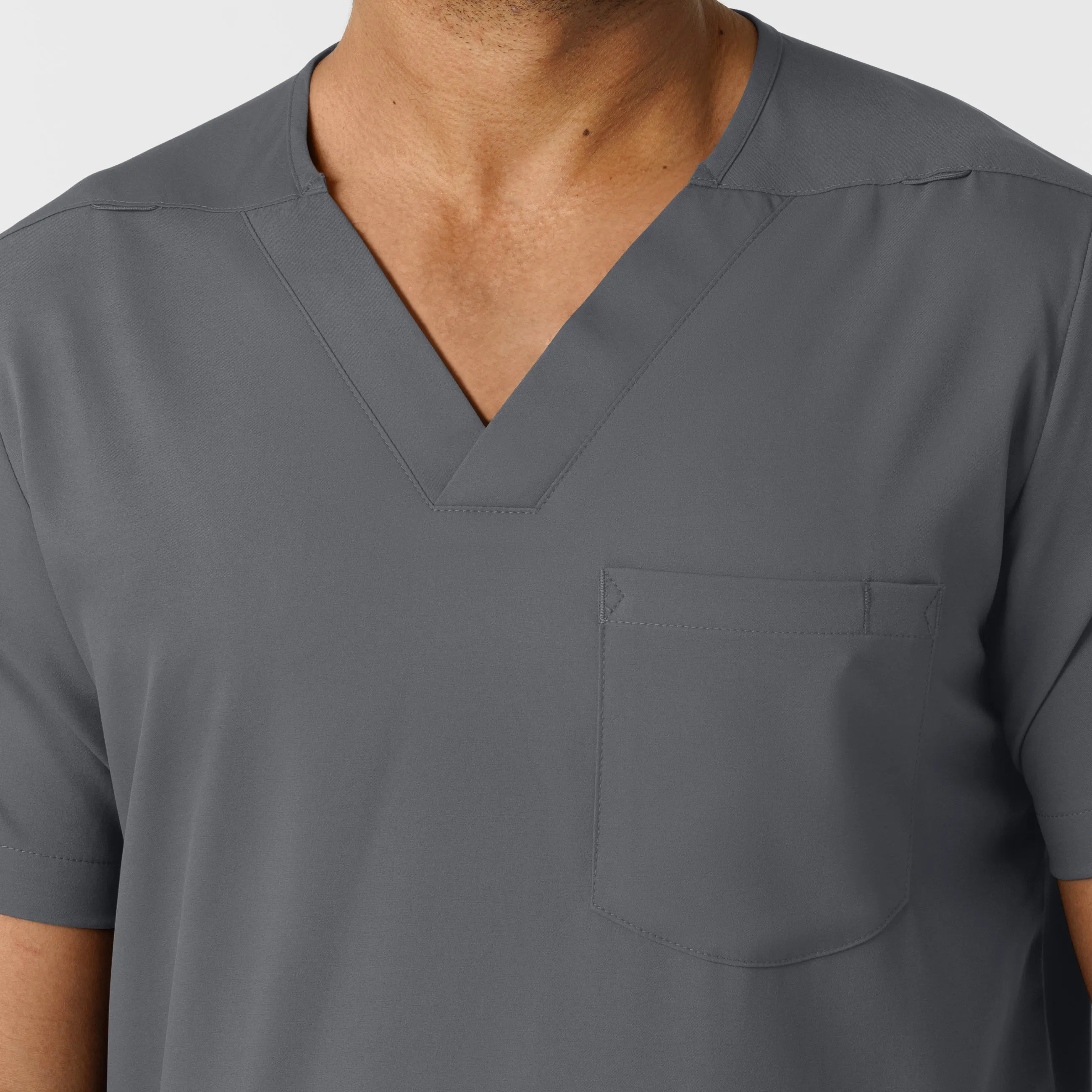 Boundless 6351 Men's Multi Pocket V-Neck Scrub Top Pewter