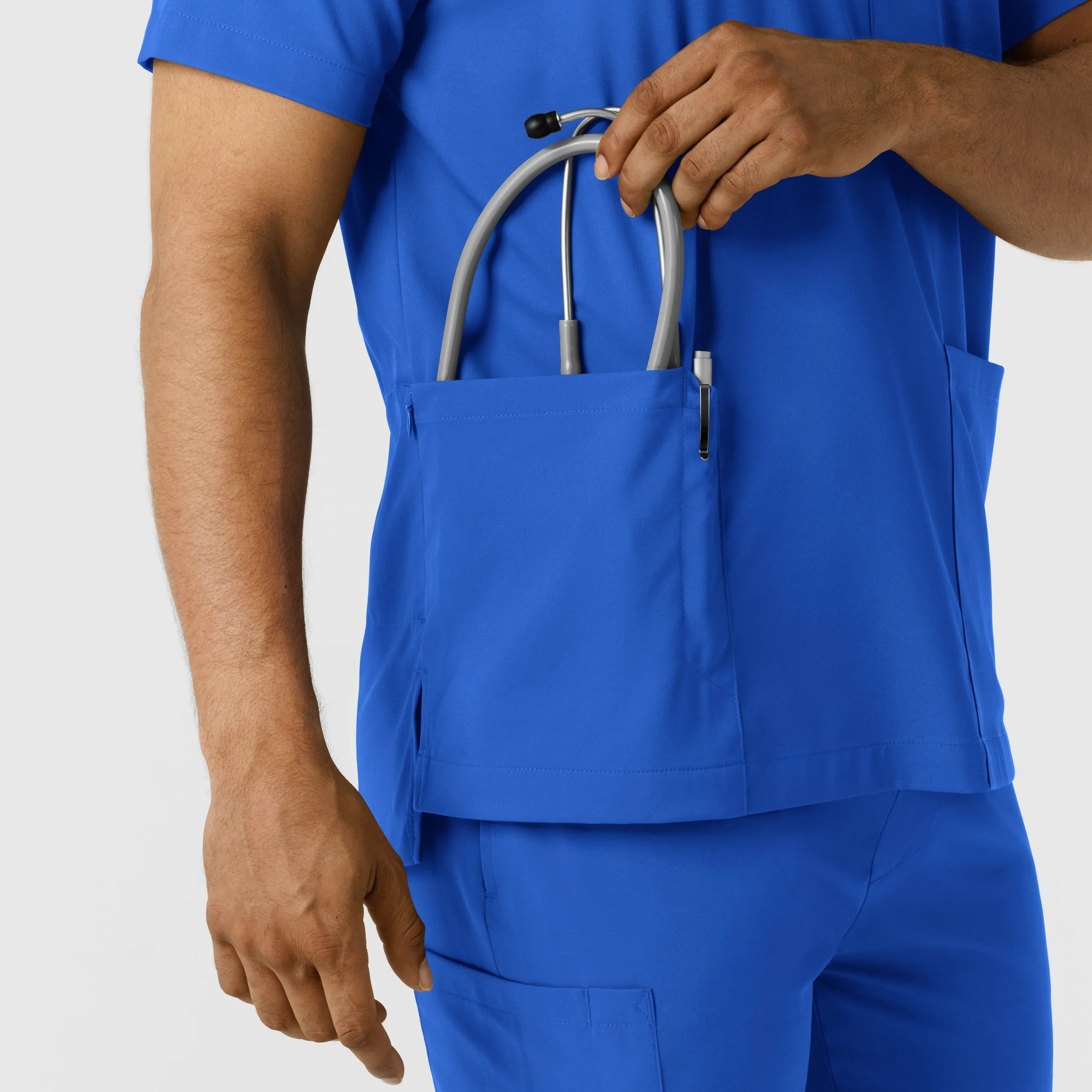 Boundless 6351 Men's Multi Pocket V-Neck Scrub Top Royal