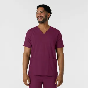 Boundless 6351 Men's Multi Pocket V-Neck Scrub Top Wine