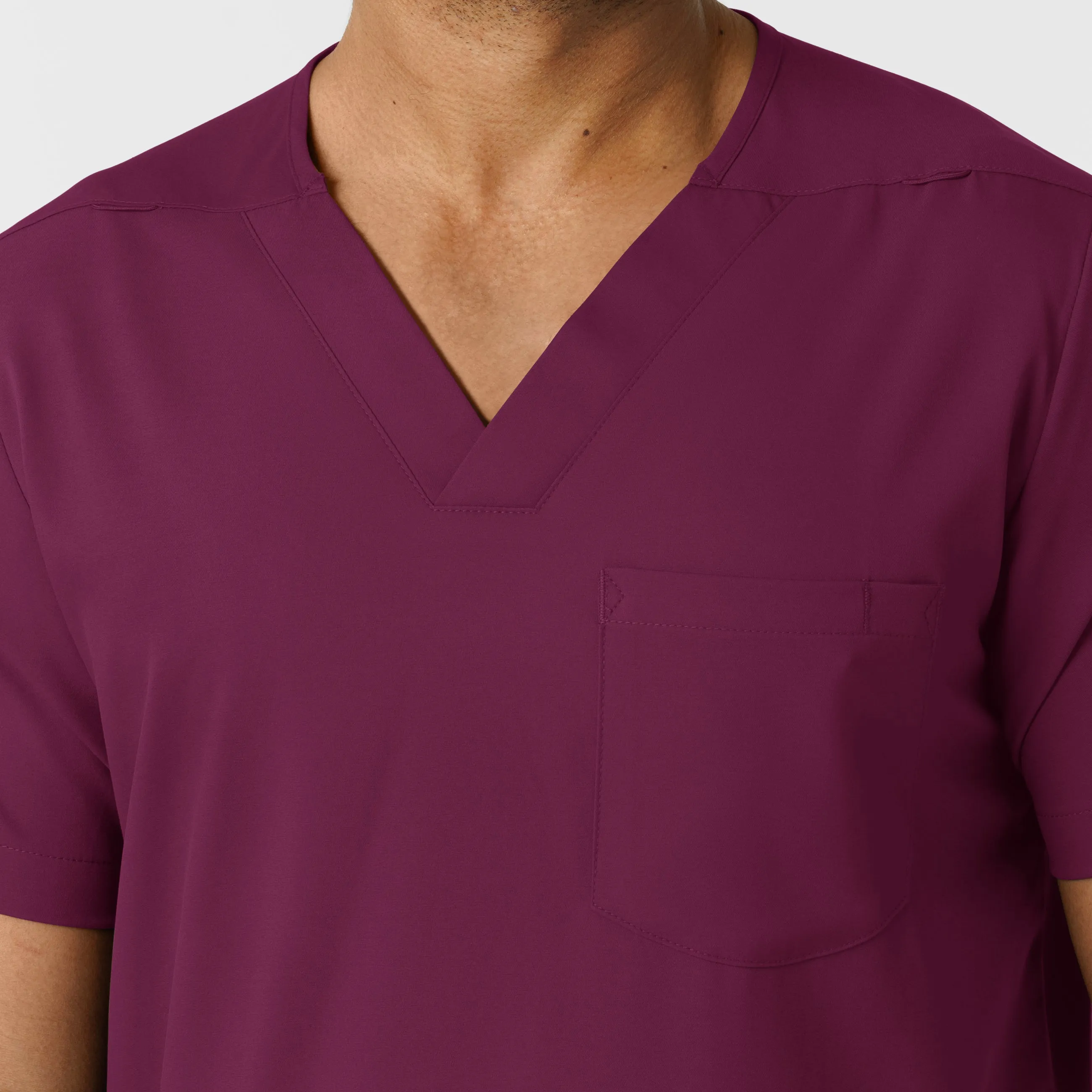 Boundless 6351 Men's Multi Pocket V-Neck Scrub Top Wine