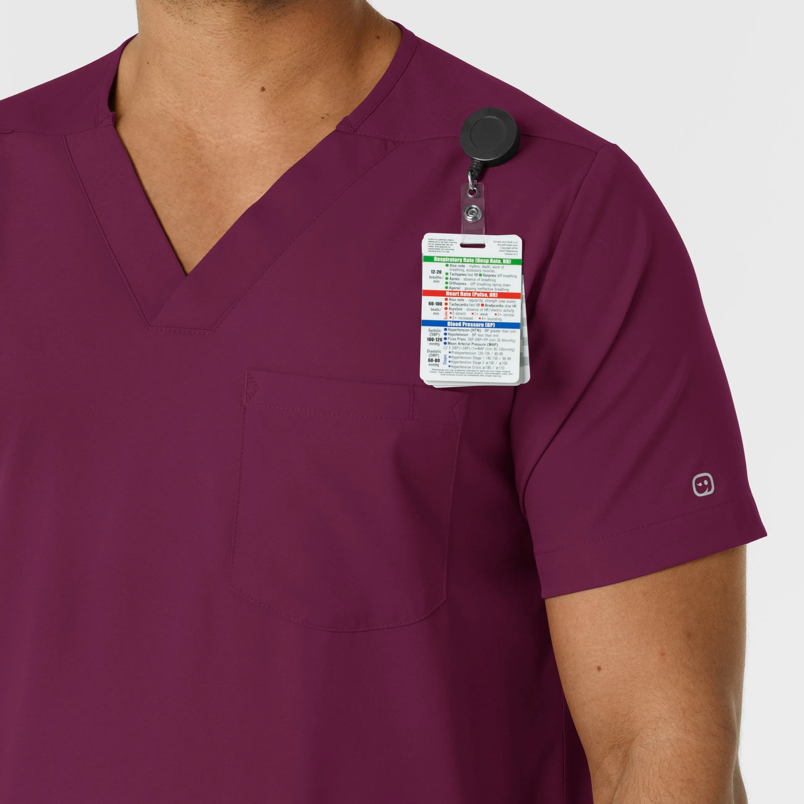 Boundless 6351 Men's Multi Pocket V-Neck Scrub Top Wine