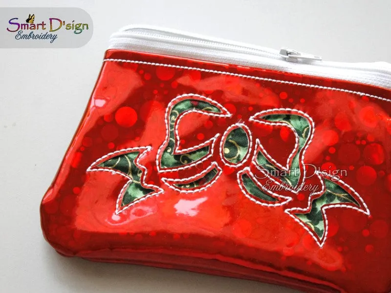 BOW CUT NEGATIVE APPLIQUE - ITH ZIPPER BAG