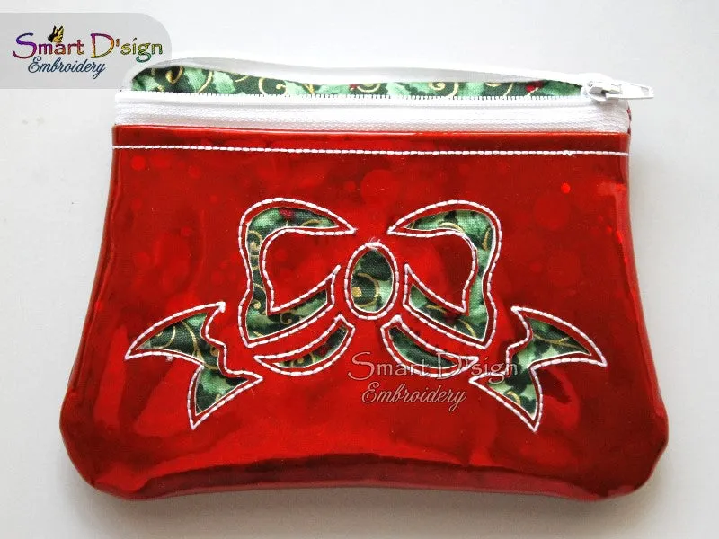 BOW CUT NEGATIVE APPLIQUE - ITH ZIPPER BAG