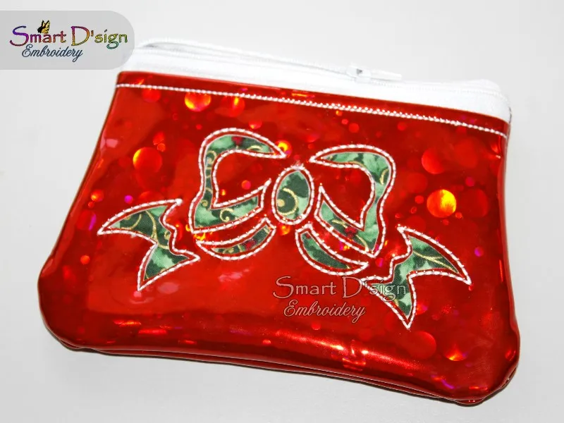 BOW CUT NEGATIVE APPLIQUE - ITH ZIPPER BAG