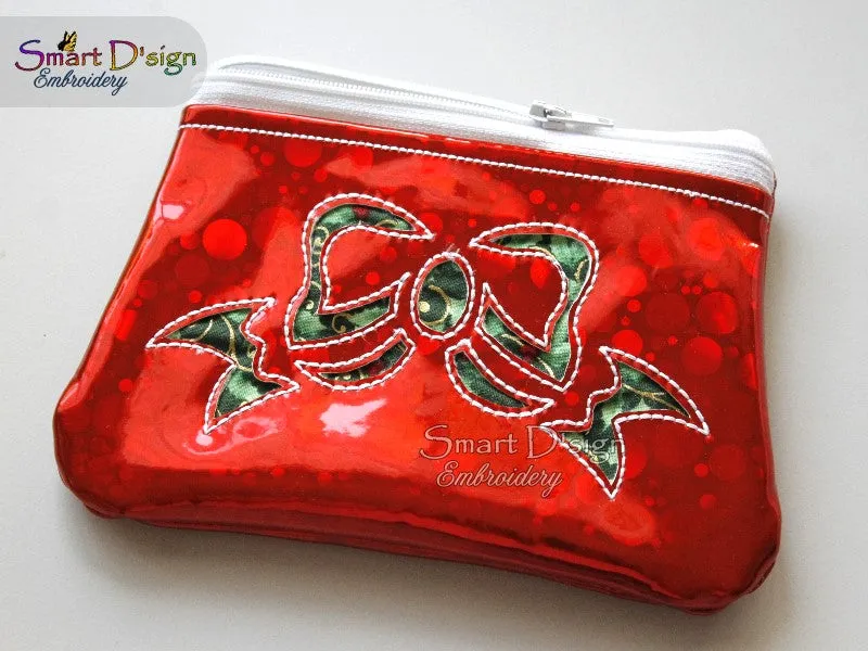 BOW CUT NEGATIVE APPLIQUE - ITH ZIPPER BAG