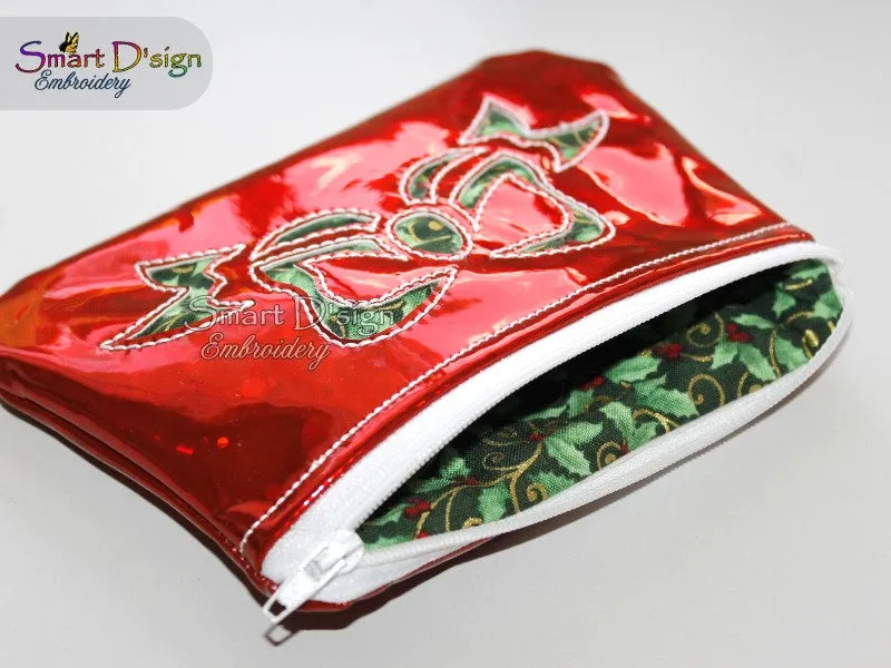 BOW CUT NEGATIVE APPLIQUE - ITH ZIPPER BAG