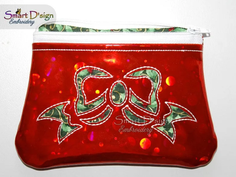 BOW CUT NEGATIVE APPLIQUE - ITH ZIPPER BAG