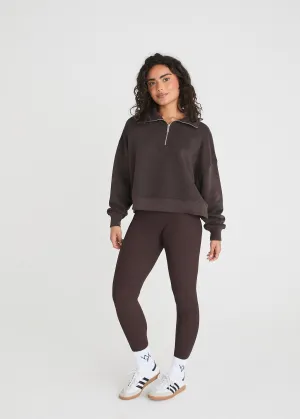BOXY QUARTER ZIP SWEATSHIRT - BITTER CHOC