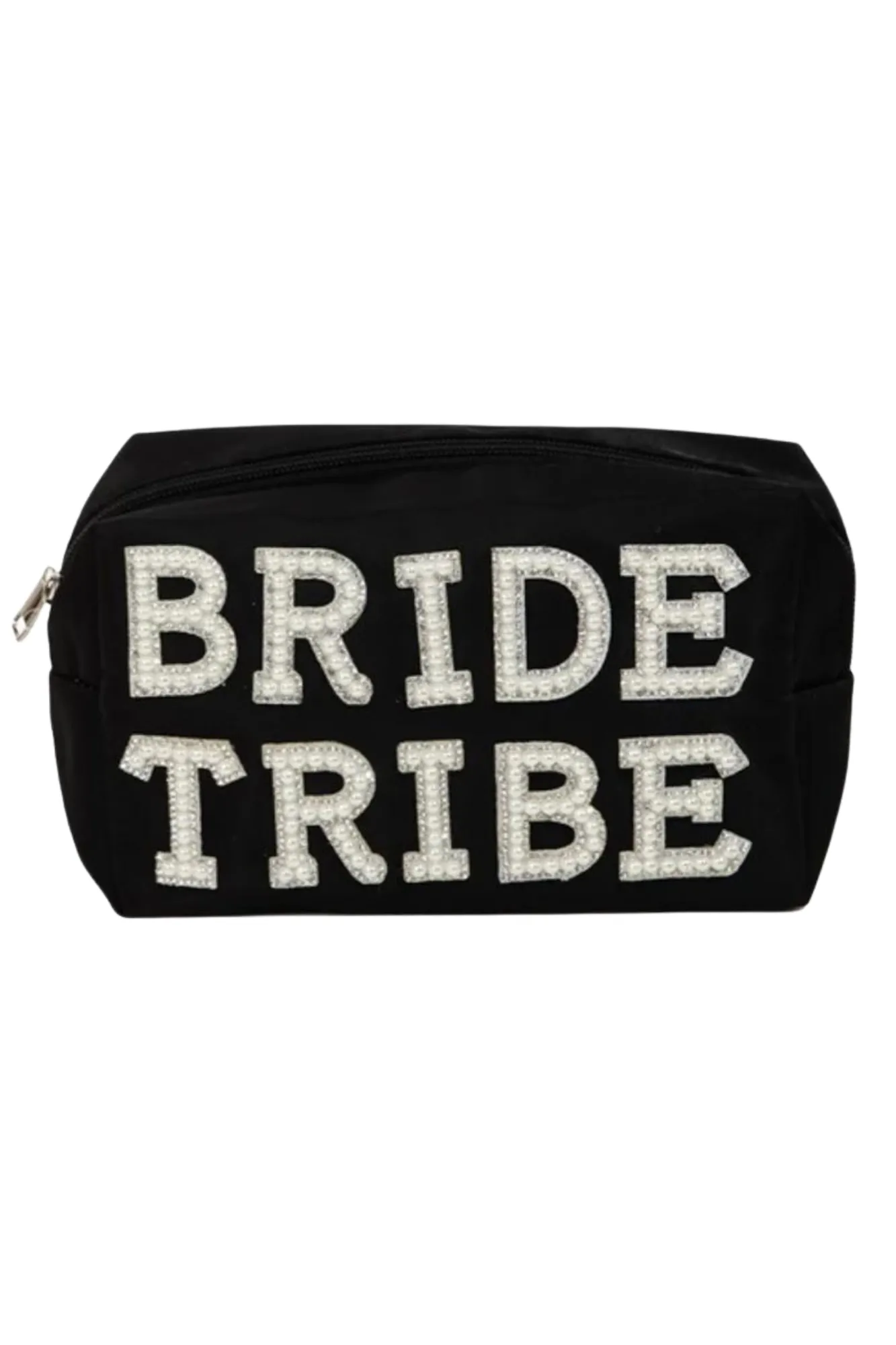 bride tribe cosmetic case - black