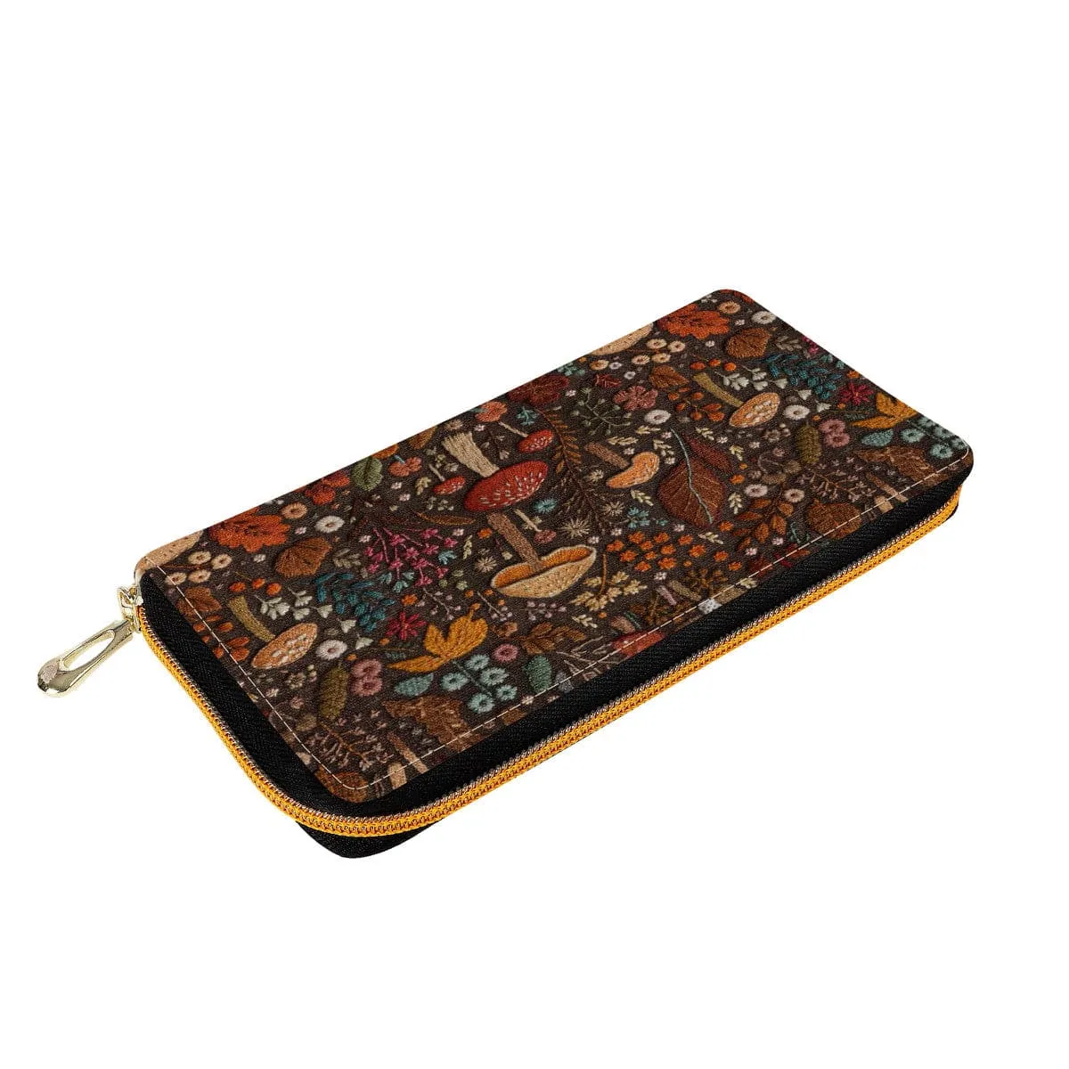 Brown Mushrooms Zip-Around Wallet