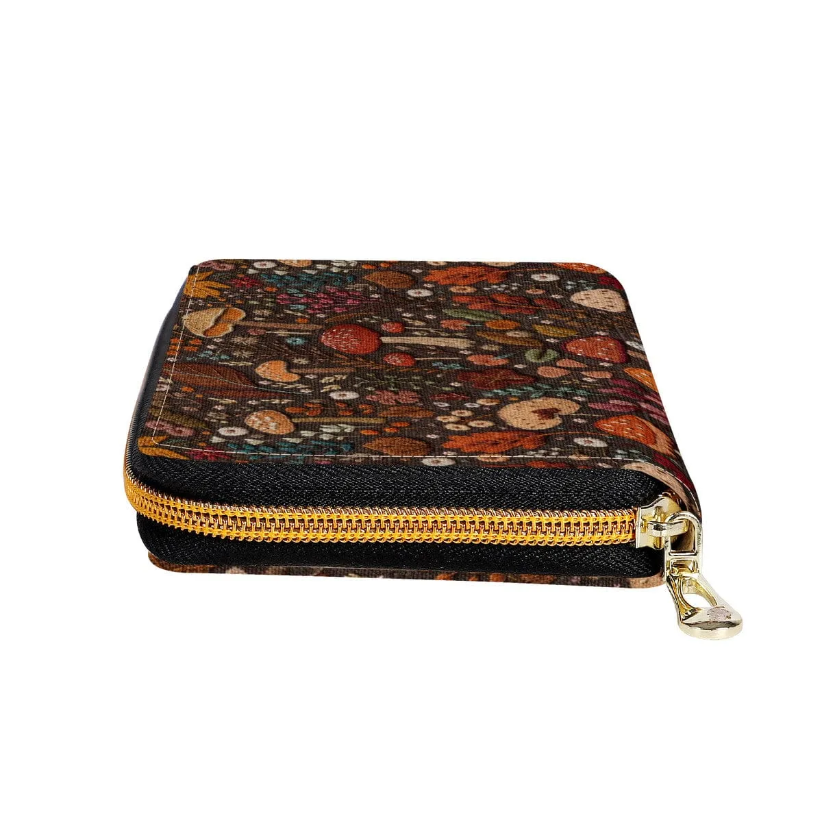 Brown Mushrooms Zip-Around Wallet