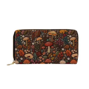 Brown Mushrooms Zip-Around Wallet