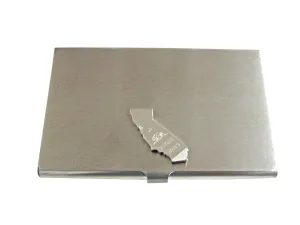 California State Map Shape and Flag Design Business Card Holder