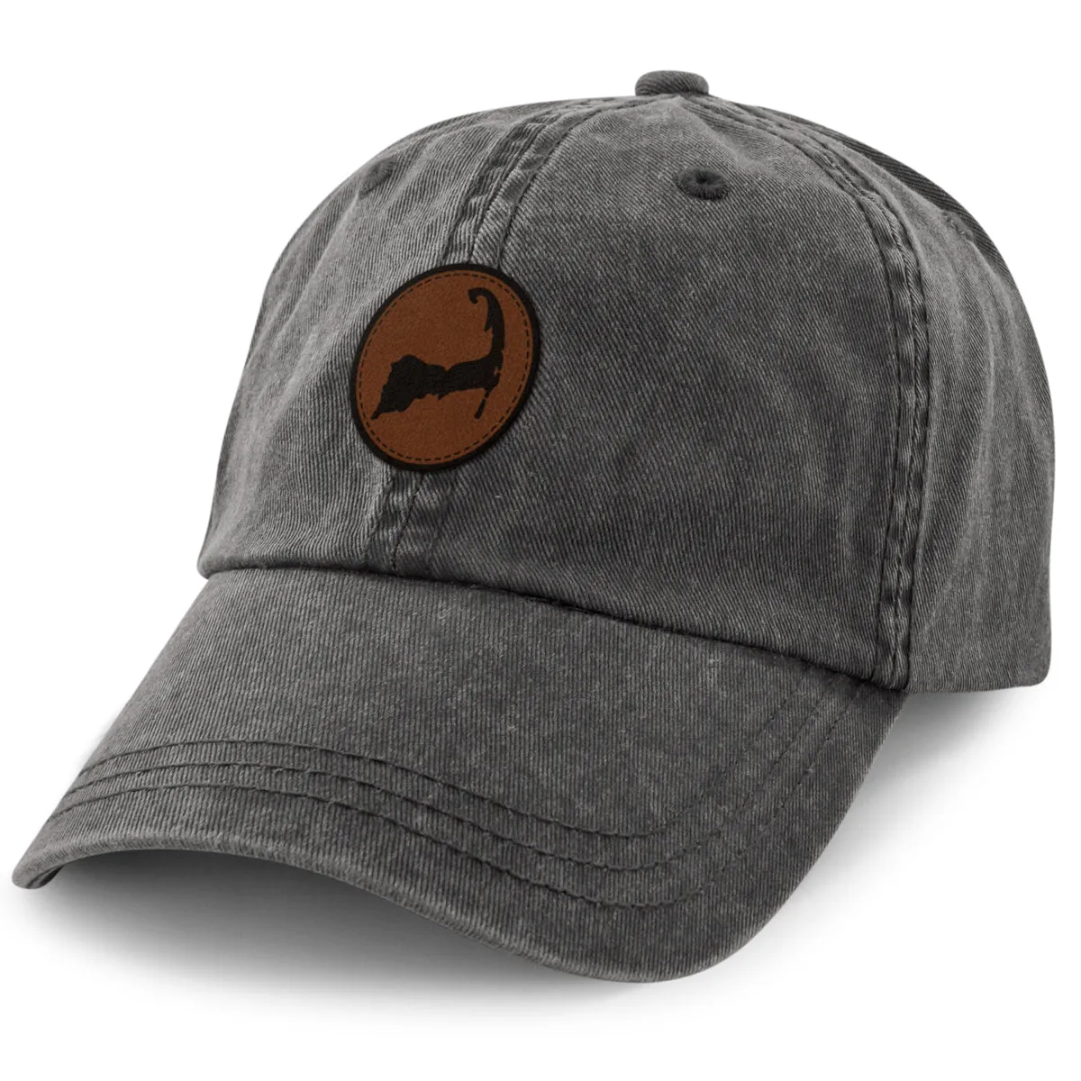 Cape Cod Circle Leather Patch Washed Dad Hat