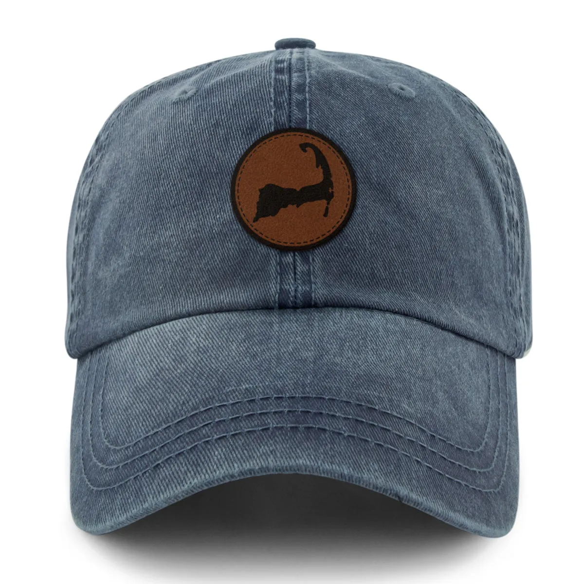 Cape Cod Circle Leather Patch Washed Dad Hat