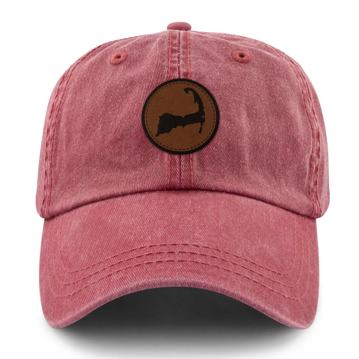 Cape Cod Circle Leather Patch Washed Dad Hat