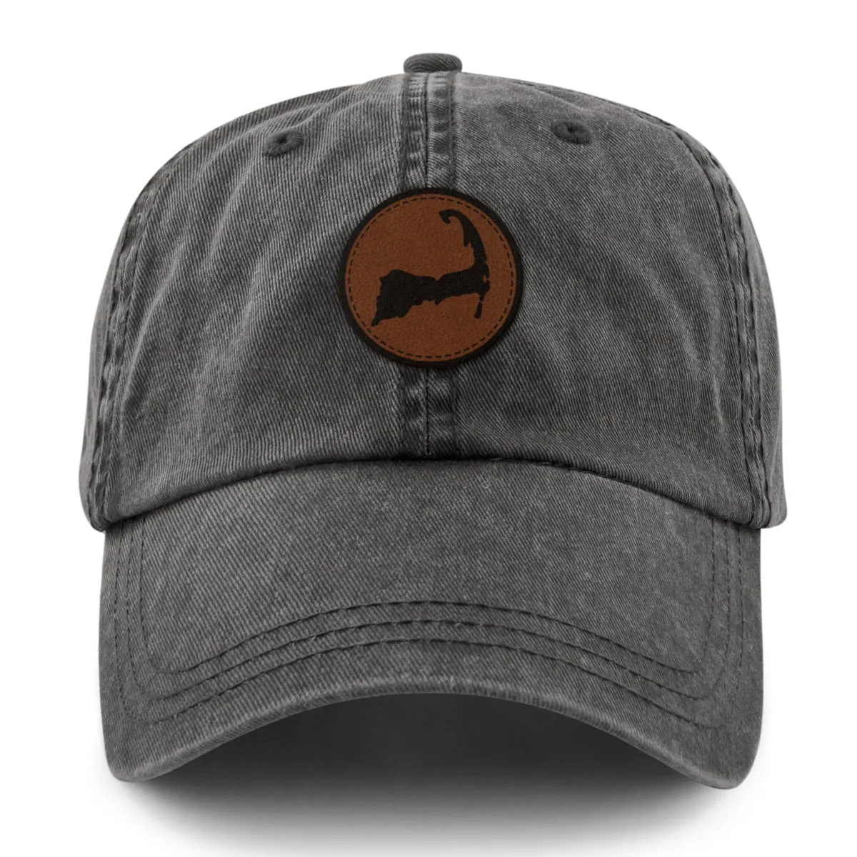 Cape Cod Circle Leather Patch Washed Dad Hat