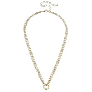 Celia 3-Row Dainty Charm Necklace Base in Shiny Gold