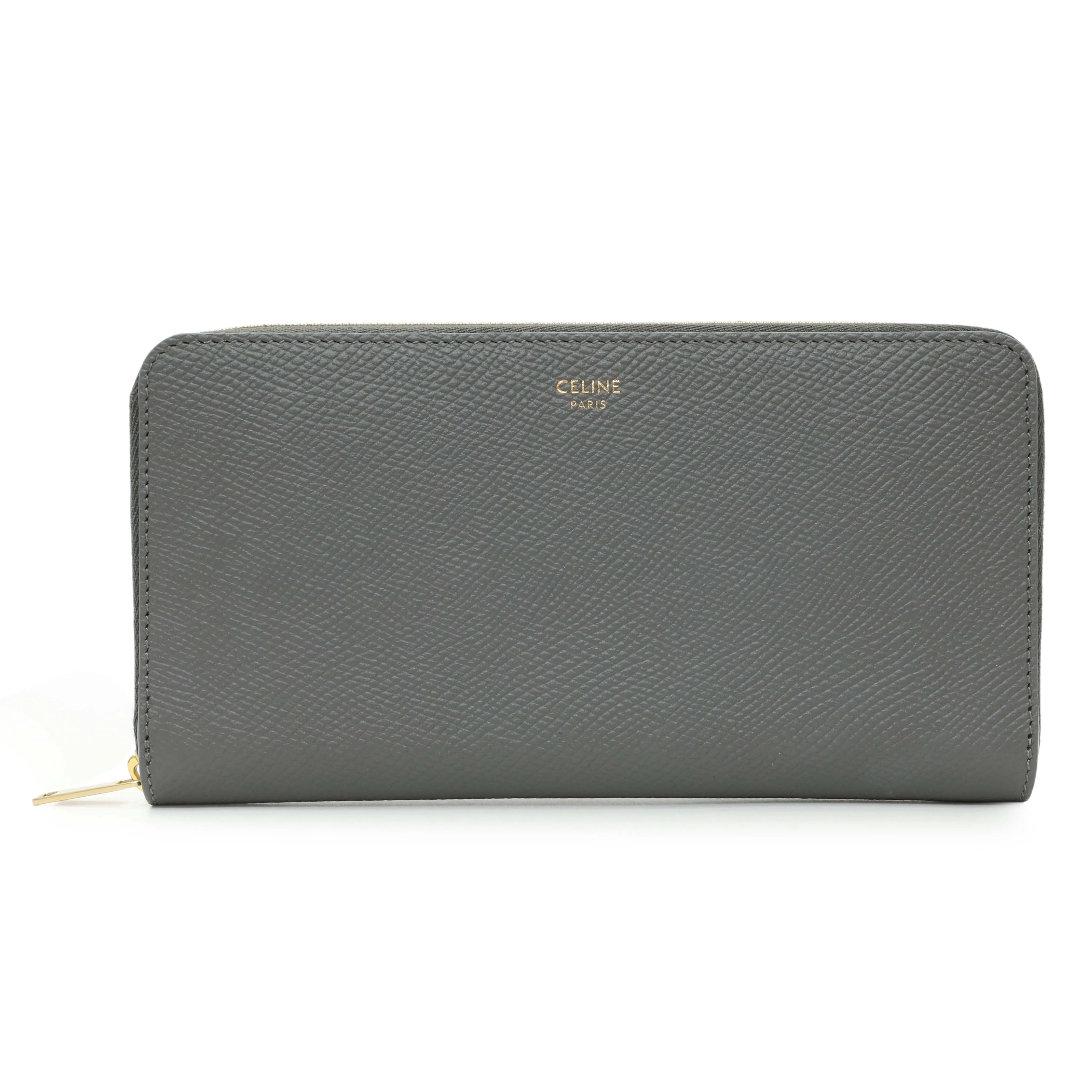 Celine Grey Calfskin Large Zip Around Multifunction Wallet