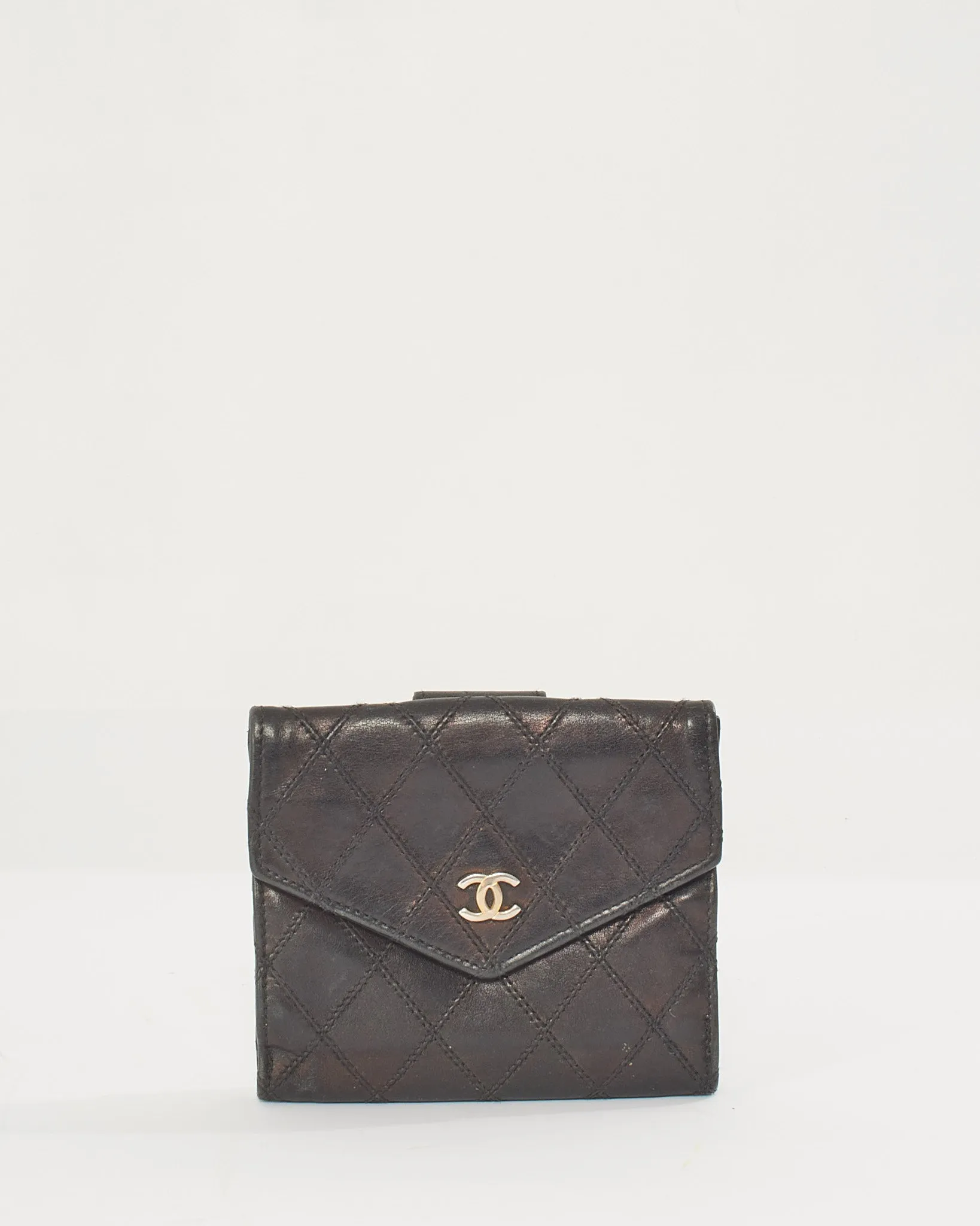 Chanel Black Lambskin Leather Square Wallet