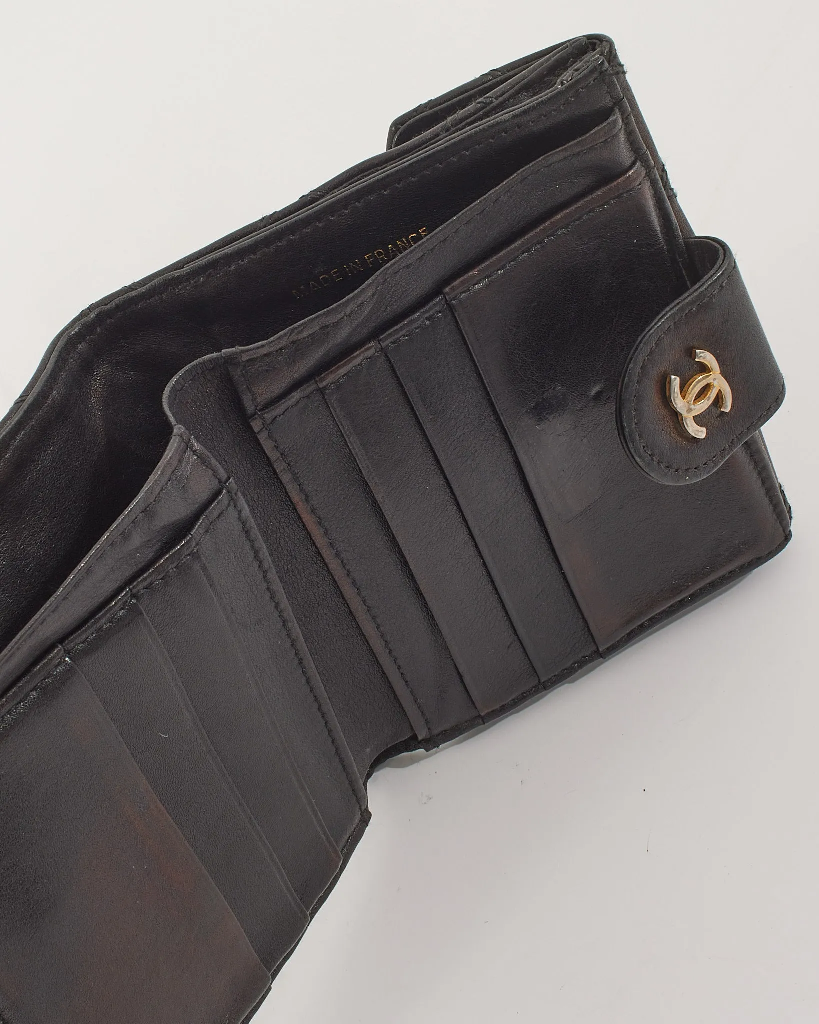 Chanel Black Lambskin Leather Square Wallet