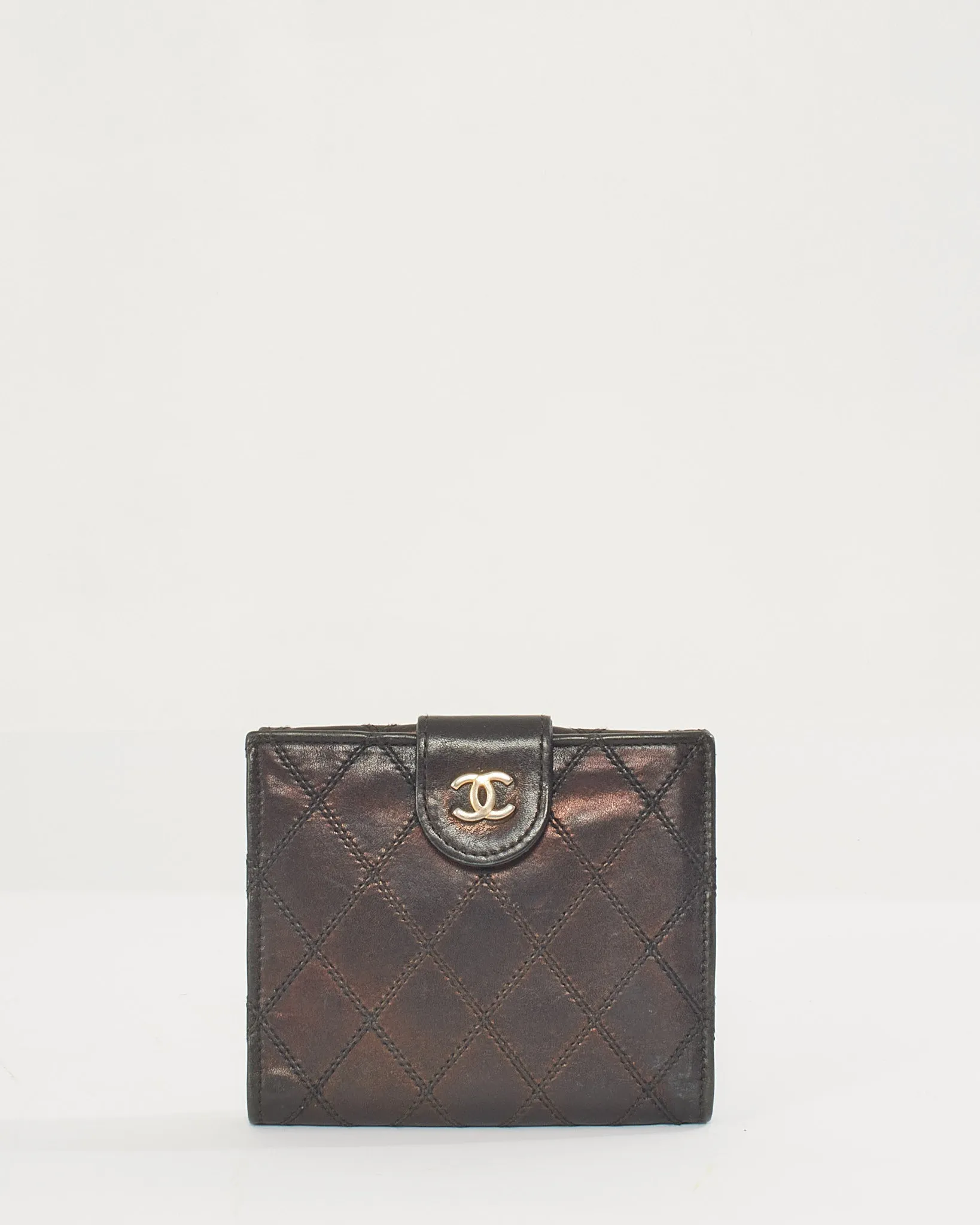 Chanel Black Lambskin Leather Square Wallet