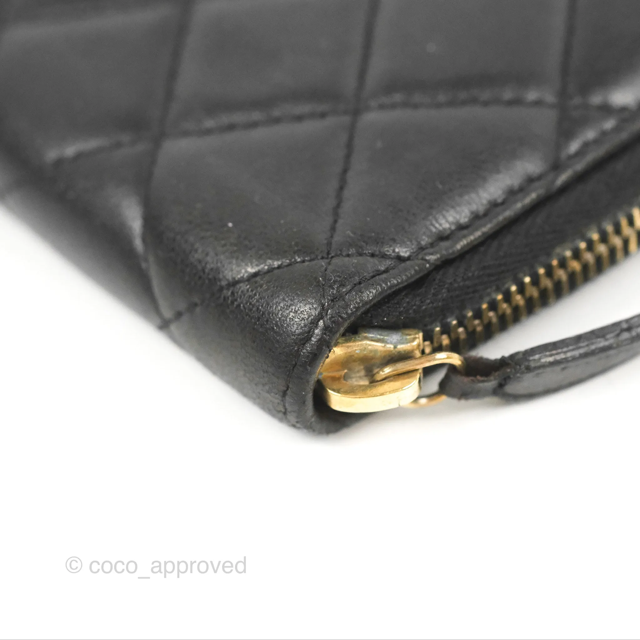 Chanel Zip Around Organiser Wallet Black Lambskin Gold Hardware