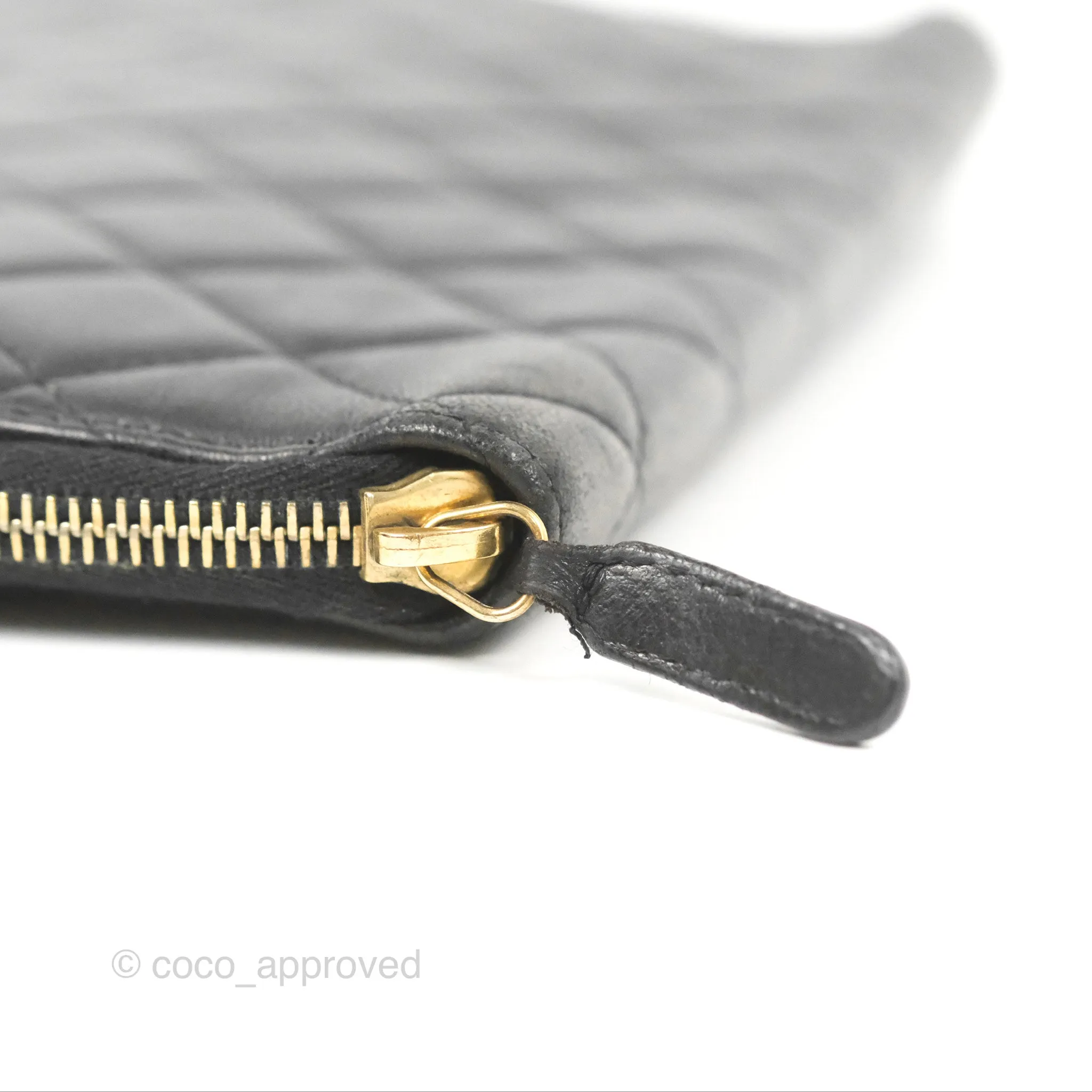 Chanel Zip Around Organiser Wallet Black Lambskin Gold Hardware