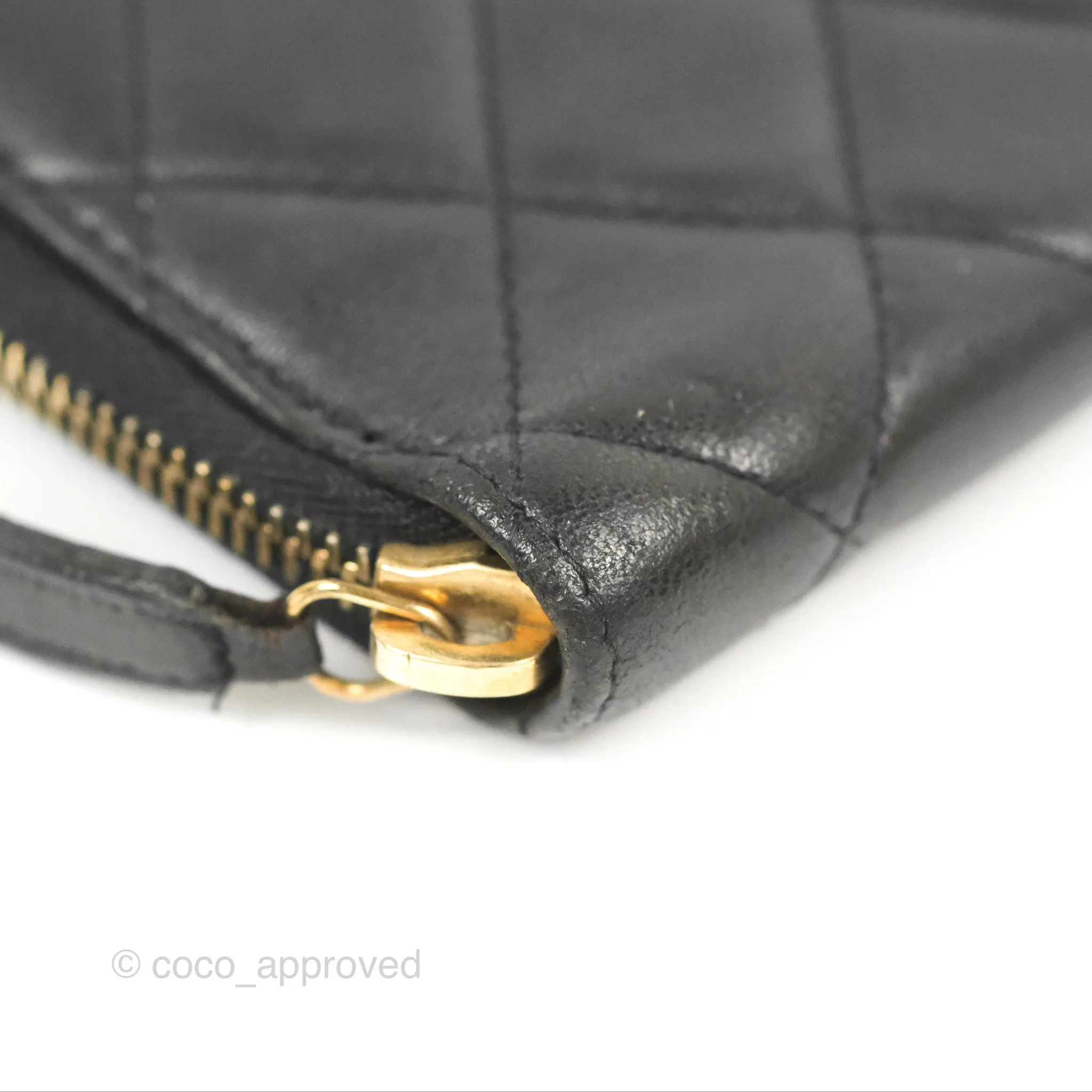 Chanel Zip Around Organiser Wallet Black Lambskin Gold Hardware
