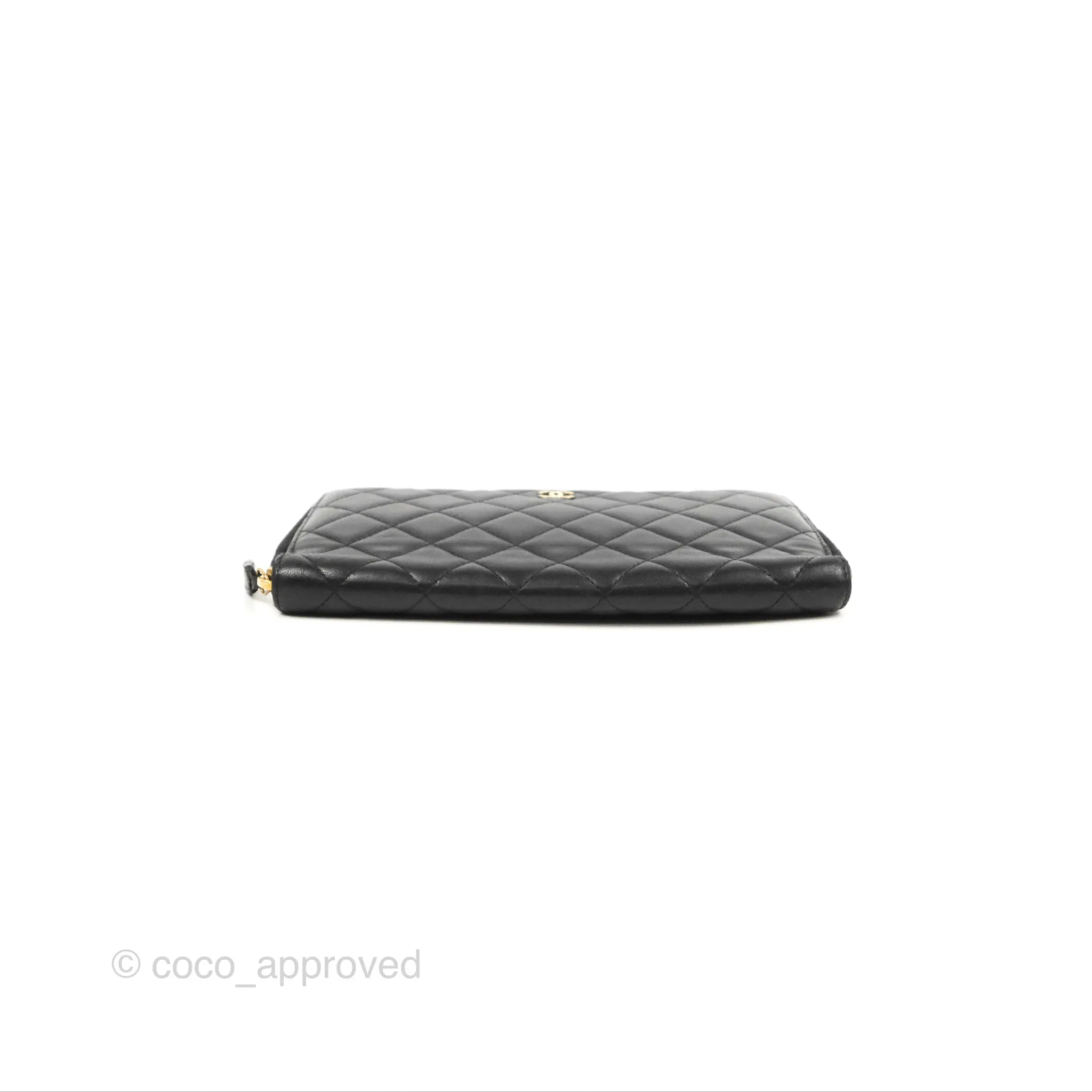Chanel Zip Around Organiser Wallet Black Lambskin Gold Hardware